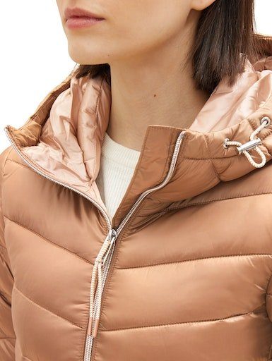 TOM TAILOR Steppjacke mit glänzendem blush seidig Look und Kapuze