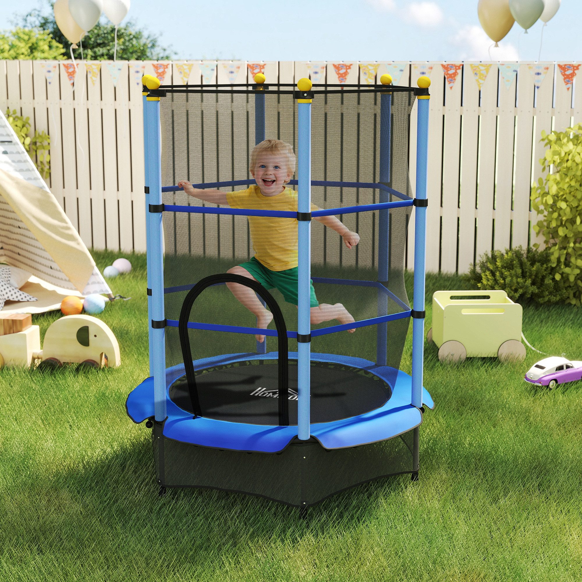 HOMCOM Kindertrampolin Ø140 cm, mit Sicherheitsnetz, Randabdeckung, Ø 140 c günstig online kaufen