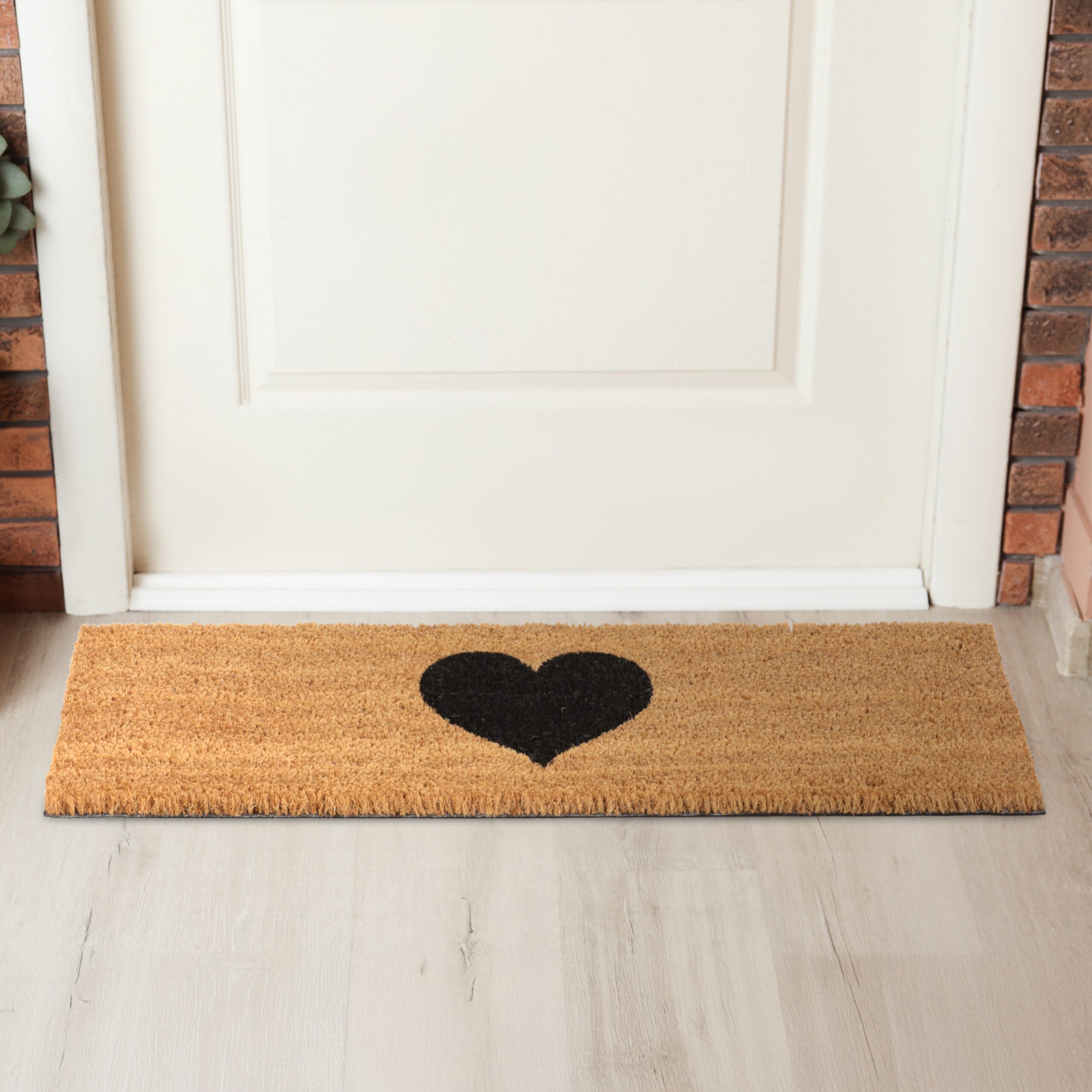 relaxdays Fußmatte Kokos Fußmatte mit Herz, rechteckig, Höhe: 15 mm günstig online kaufen
