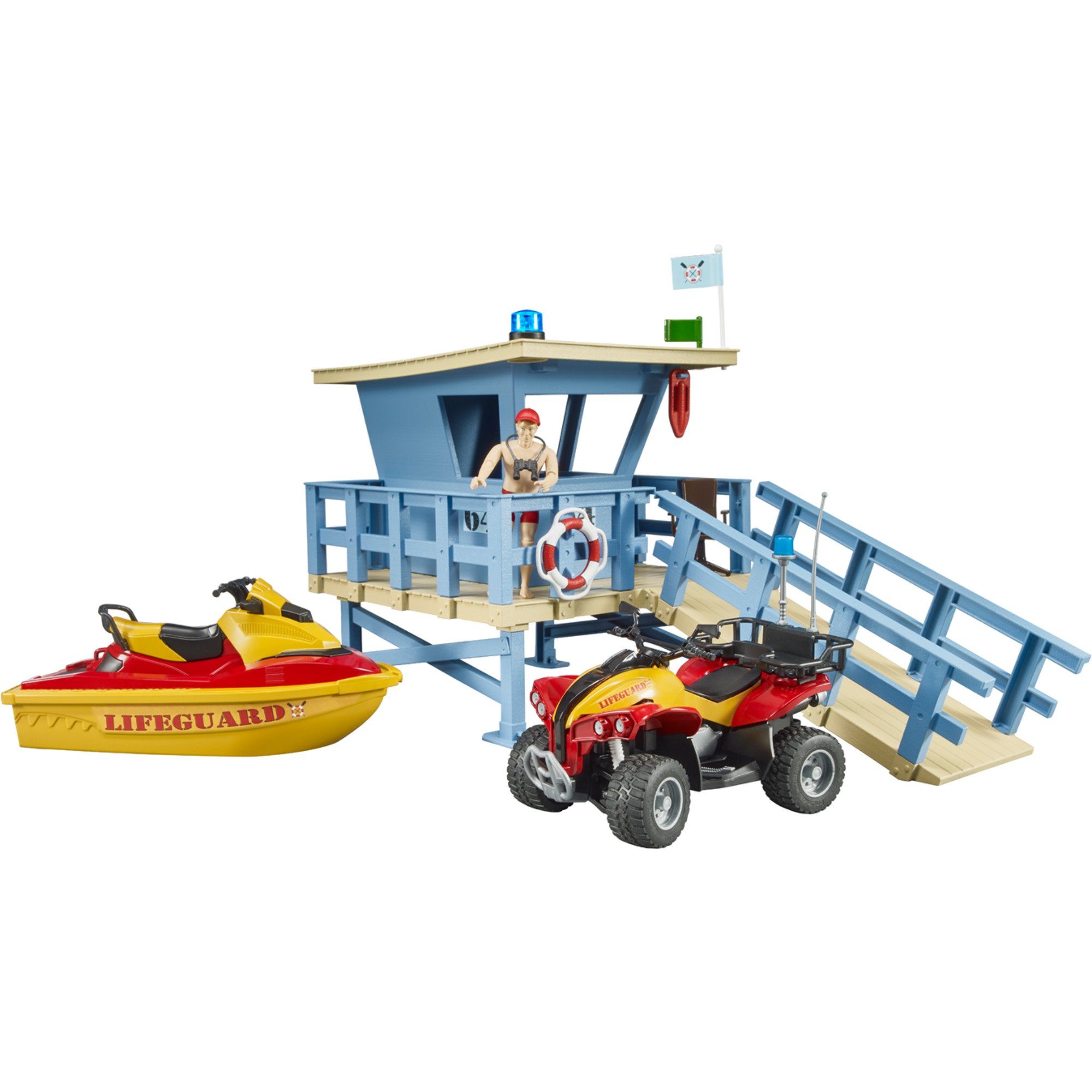 Bruder® Spielfigur bworld Life Guard Station mit Quad und Personal Water Craft