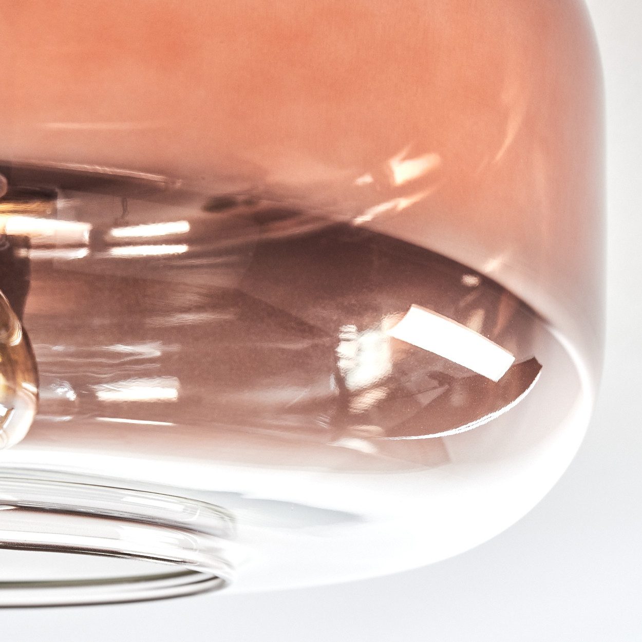 hofstein Deckenleuchte Deckenlampe aus Metall/Glas in Schwarz/Kupferfarben/Klar, ohne Leuchtmittel, Retro/Vintage, mit Glasschirm (28cm), 1x E27, ohne Leuchtmit – Bild 3 von 5