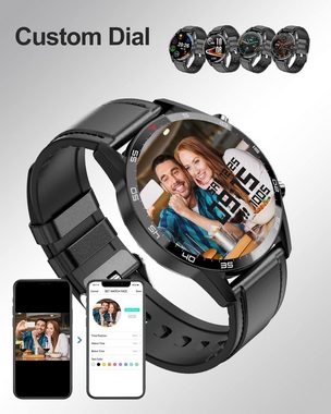 Lige Smartwatch Herren Smartwatch (1,32 Zoll, iOS Android), Bluetooth Sprachanruf Pulsuhr Schrittzähler Fitness Tracker