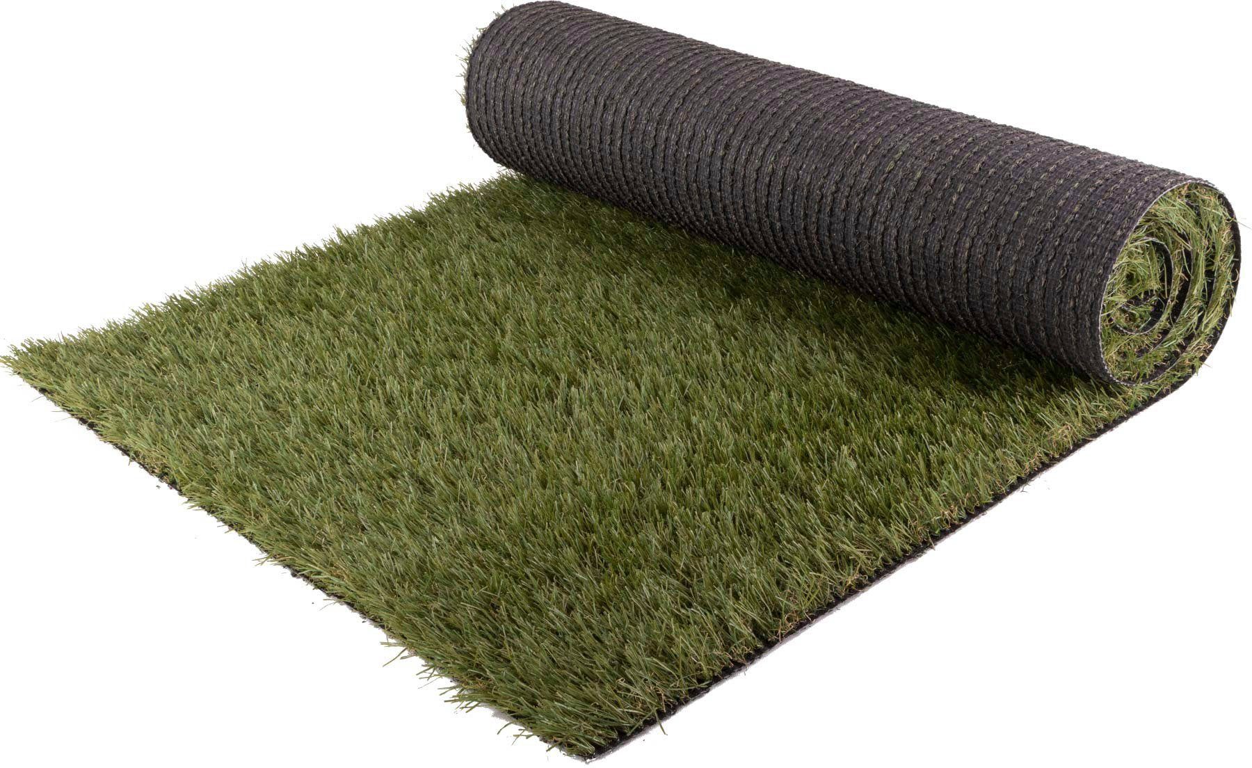 Primaflor-Ideen in Textil Kunstrasen Kunstrasen KORSIKA, Gesamthöhe 32 mm, rechteckig, natürliche Optik, mit Drainagefunktion, für Balkon, Terrasse & Garten