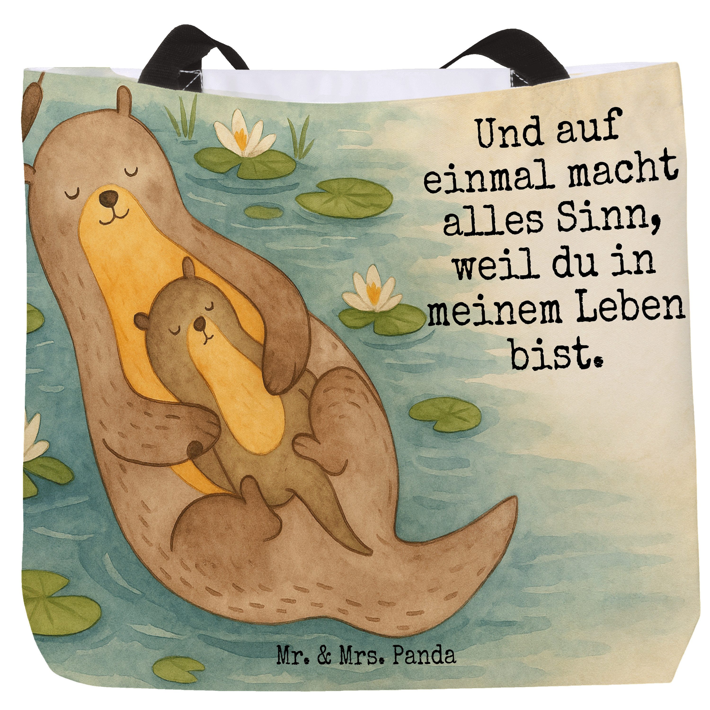 Shopper Otter Kind Design, Tote Bag, Weiß, Reisetasche, Seeotter, Baby, Mutte
