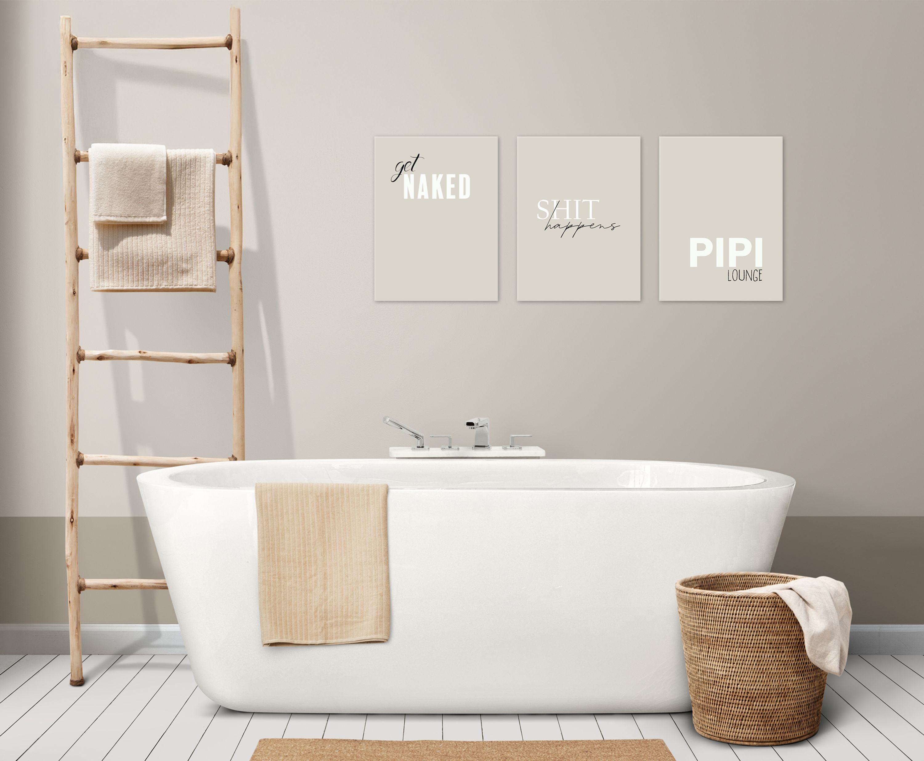 artissimo Mehrteilige Bilder Bilderset 3er-Set, Deko Bad / Badezimmer, beige weiß, Bilder Sprüche, Badezimmerbild: Sprüche Bad – Bild 2 von 5