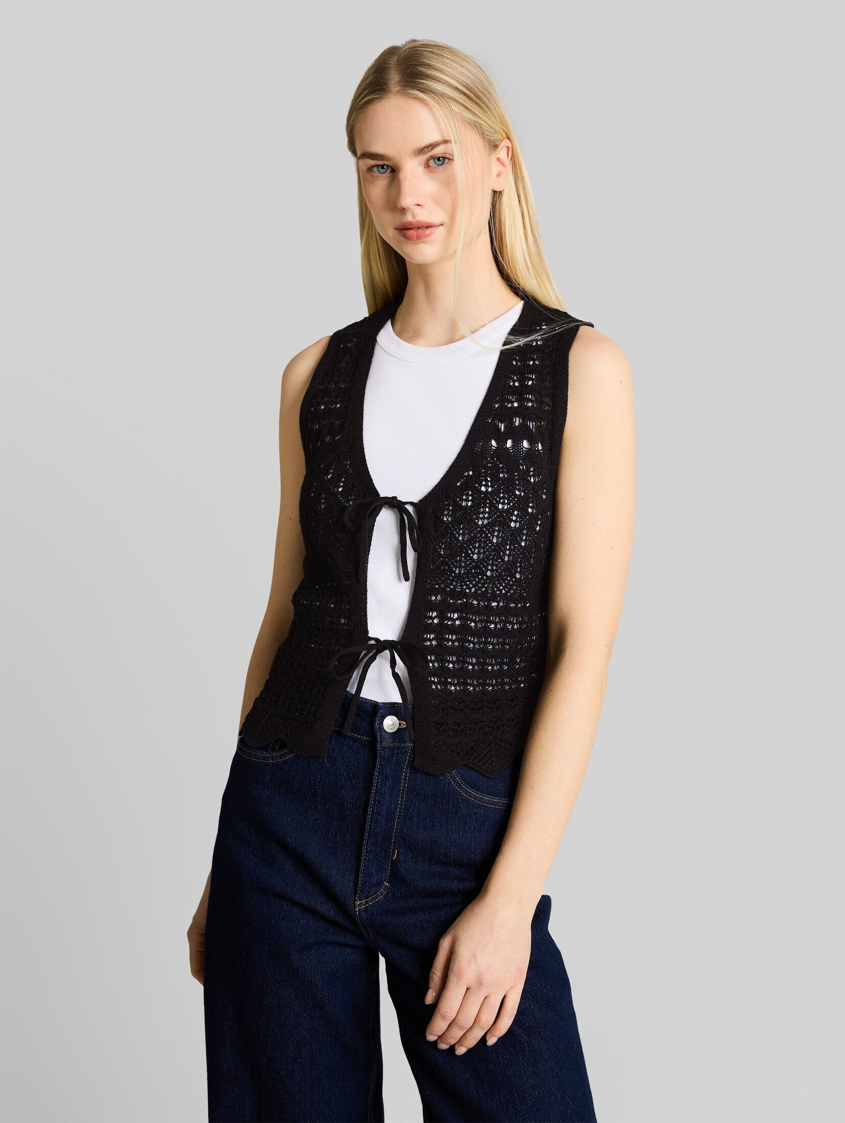 TOM TAILOR Denim Cardigan Pullover & Strickjacken Strickwesten mit Lochmuster