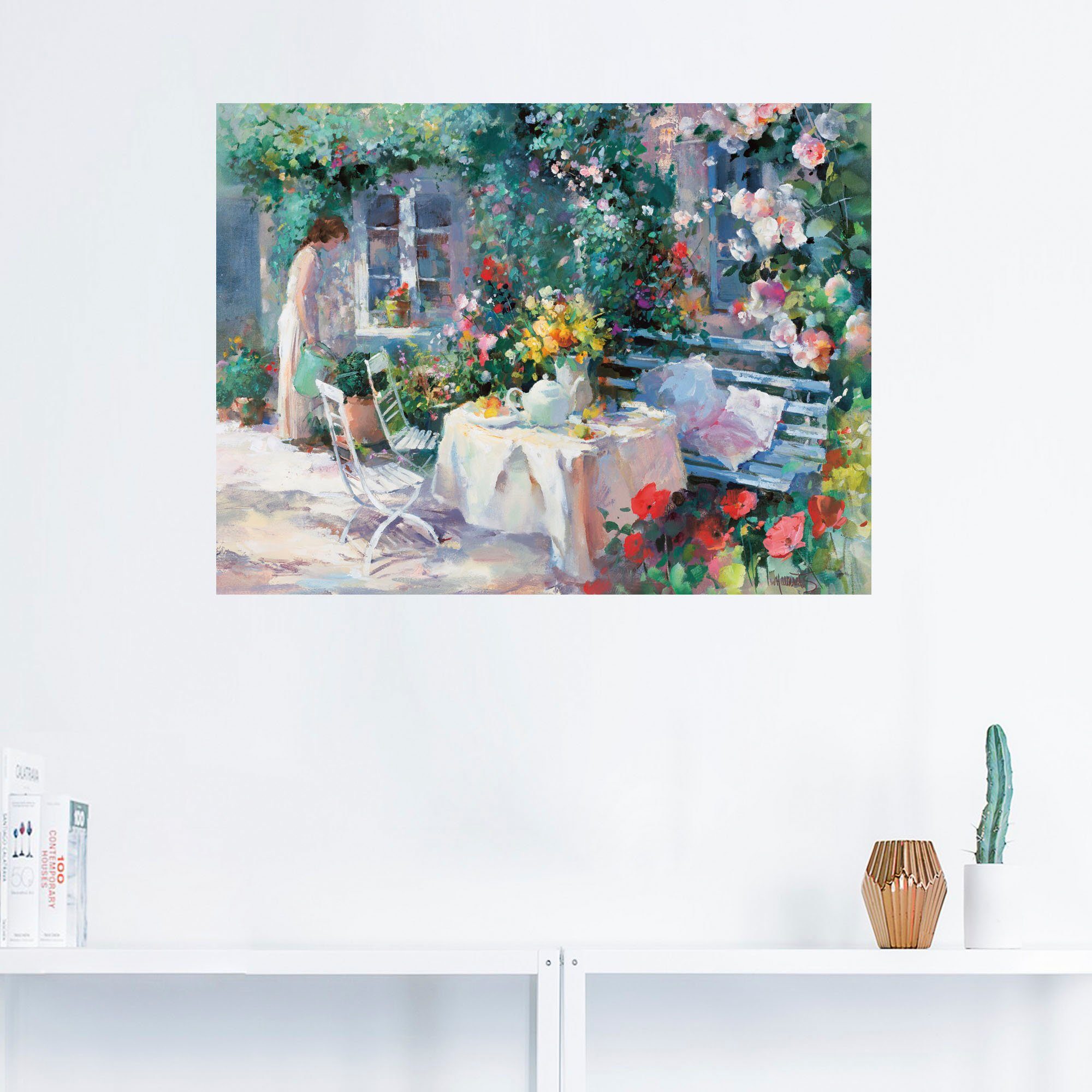 oder St), Wandaufkleber Leinwandbild, als Artland Poster Teezeit Wandbild Größen versch. im in Garten, (1 Garten