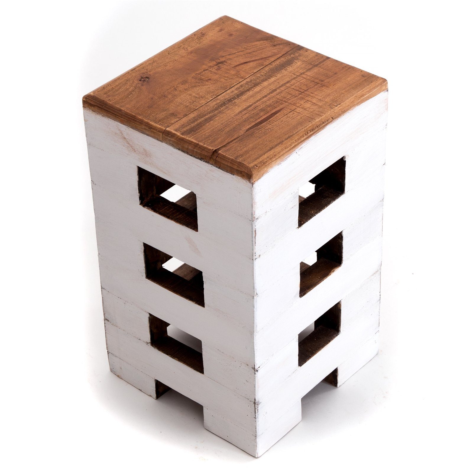 DESIGN DELIGHTS Hocker SITZHOCKER "BRICK", 48x29cm (HxB), Altholz massiv, Holzhocker, 06 w