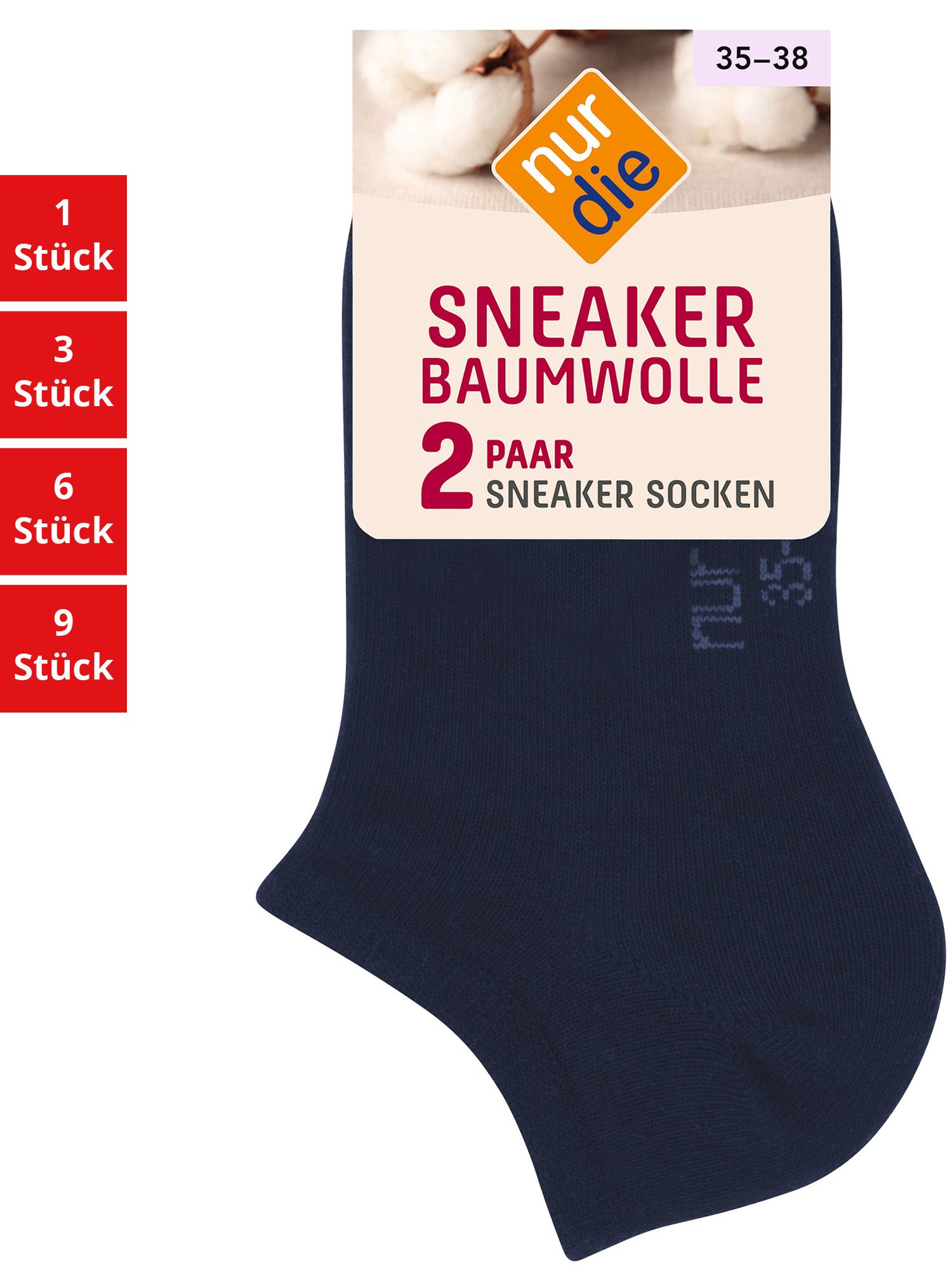 Nur Die Sneakersocken Baumwolle Damen (1er/3er/6er/9er Pack, 2-Paar) Sneaker-socken füsslinge füßlinge