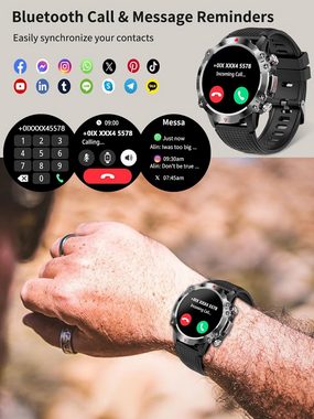 MEETOWN Herren's 450 mAh IP67 wasserdicht Fitness-Tracker Smartwatch (1,39 Zoll, Android/iOS), mit Bluetooth-Anrufen,107 Sportmodi/Herzfrequenzmesser/Schrittzähler