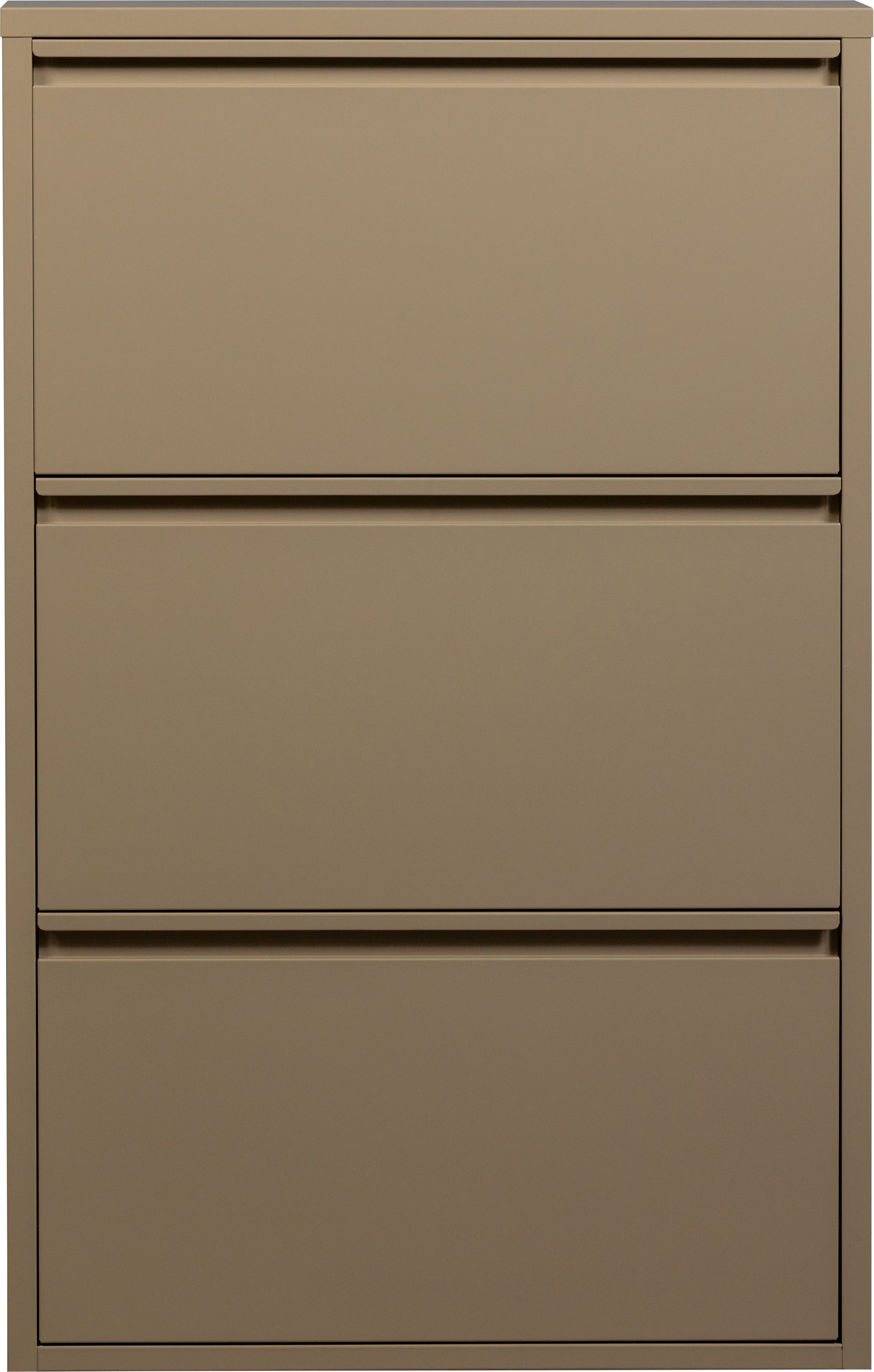 WOOOD Schuhschrank Metall pulverbeschichtet mit Griffleiste H 103 x B 66 x T 16 cm Tragkraft 20 kg pro Fach, pfleigleicht, einfach zu montierbar