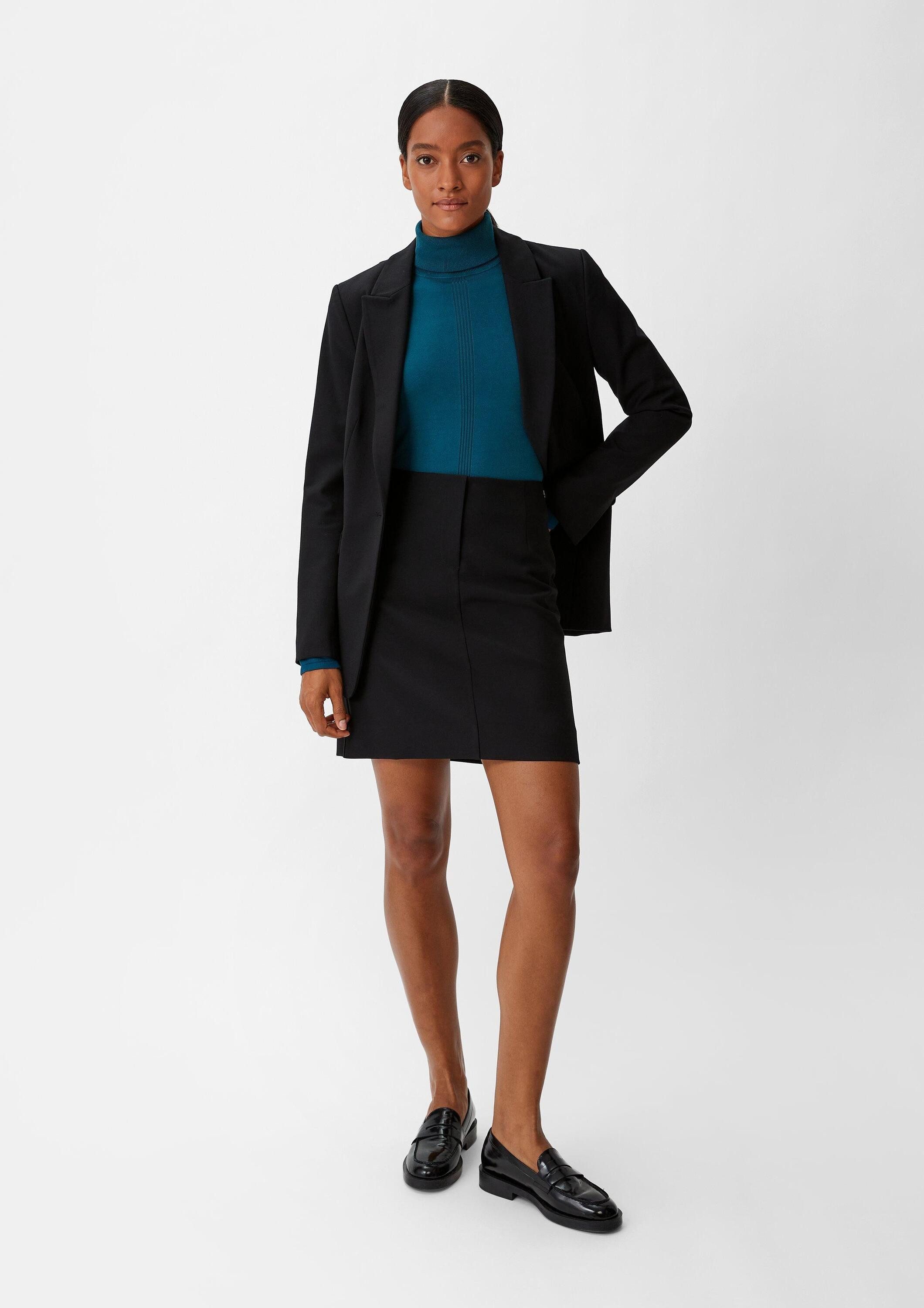 comma Longpullover Strickpullover Rollkragenpullover aus Viskosemix