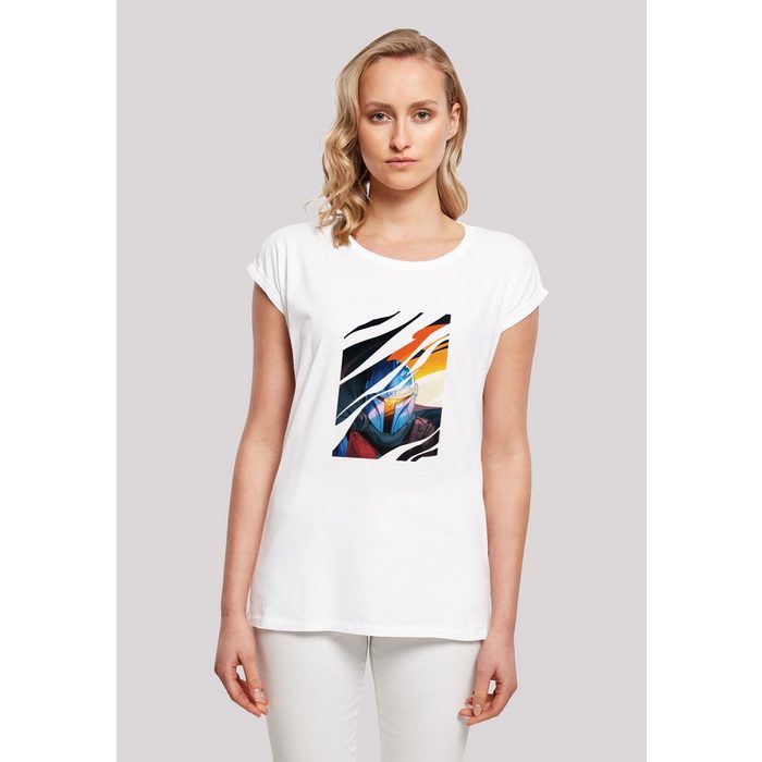 F4NT4STIC T-Shirt Extended Shoulder T Shirt 'Star Wars Mandalorian Glare' Damen Premium Merch Regular-Fit Kurze Ärmel Bedruckt