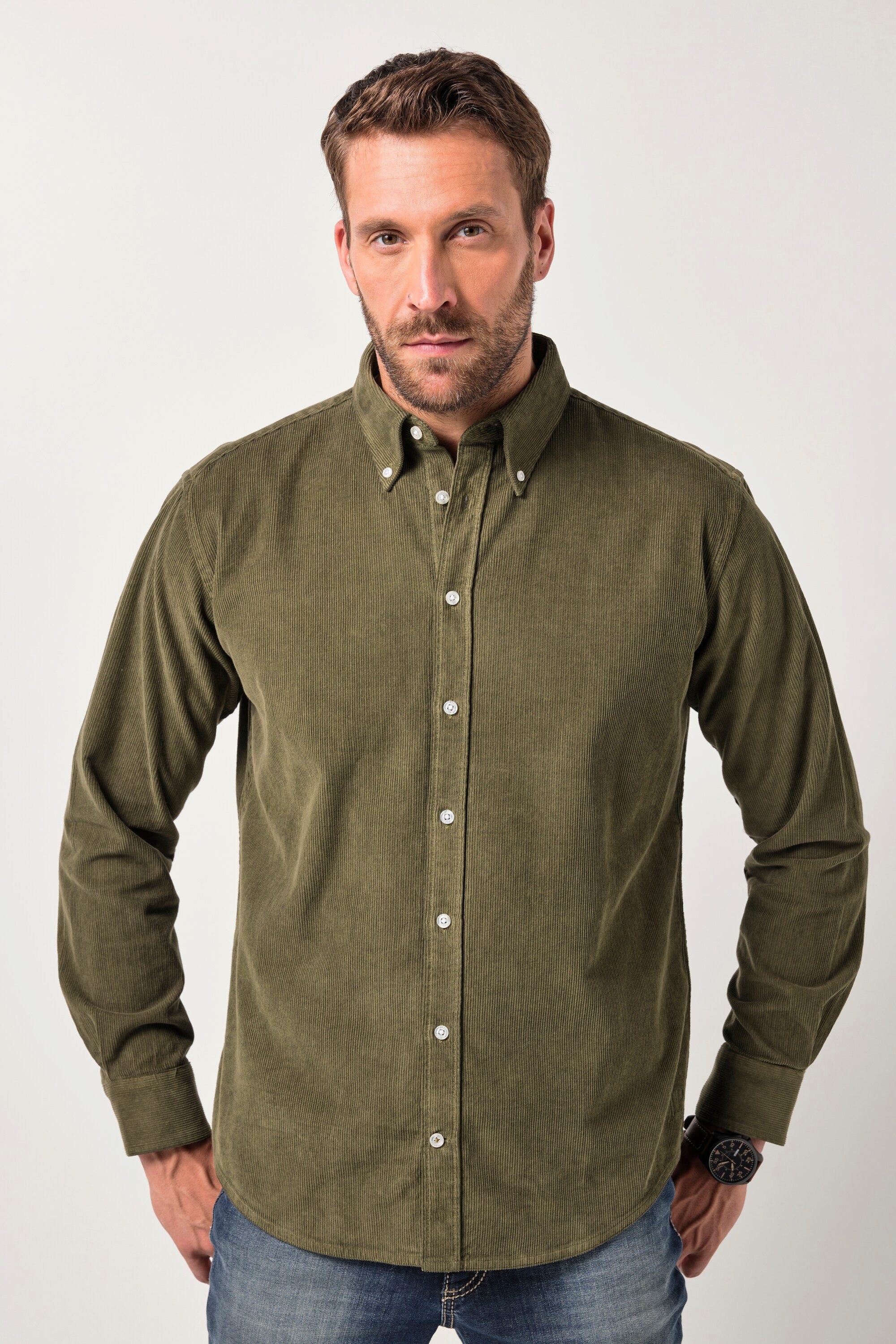 JP1880 Businesshemd JP1880 Cordhemd Langarm Buttondown-Kragen bis 7 XL günstig online kaufen