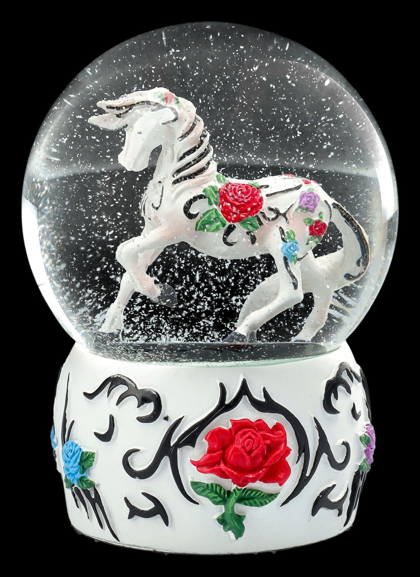 Figuren Shop GmbH Schneekugel Schneekugel Pferd - Tribal Rose - Fantasy Dekoration