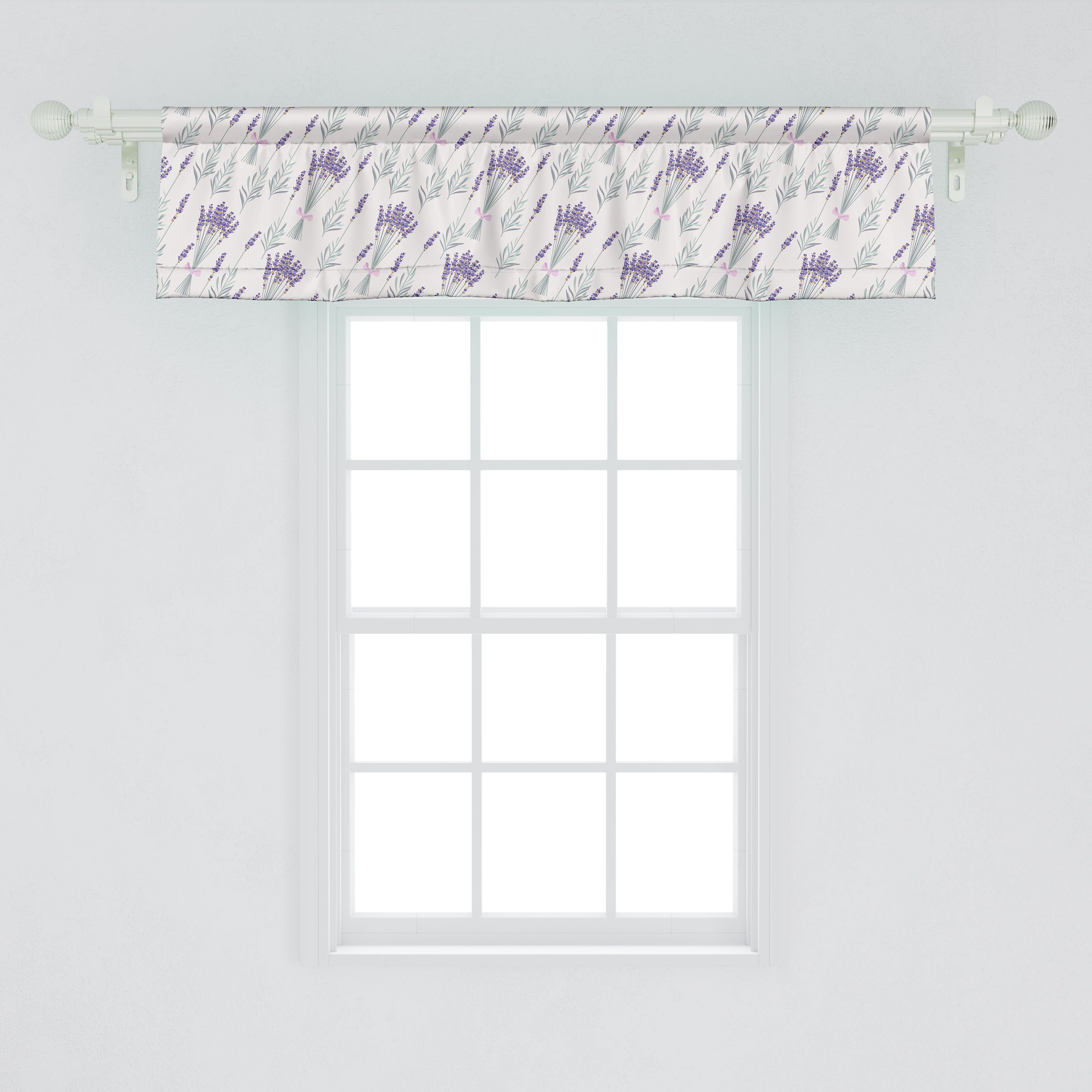 Lavendel Microfaser, Blumen-Band-Kunst Dekor Volant mit Vorhang Küche Schlafzimmer Scheibengardine für Botanik Abakuhaus, Stangentasche,