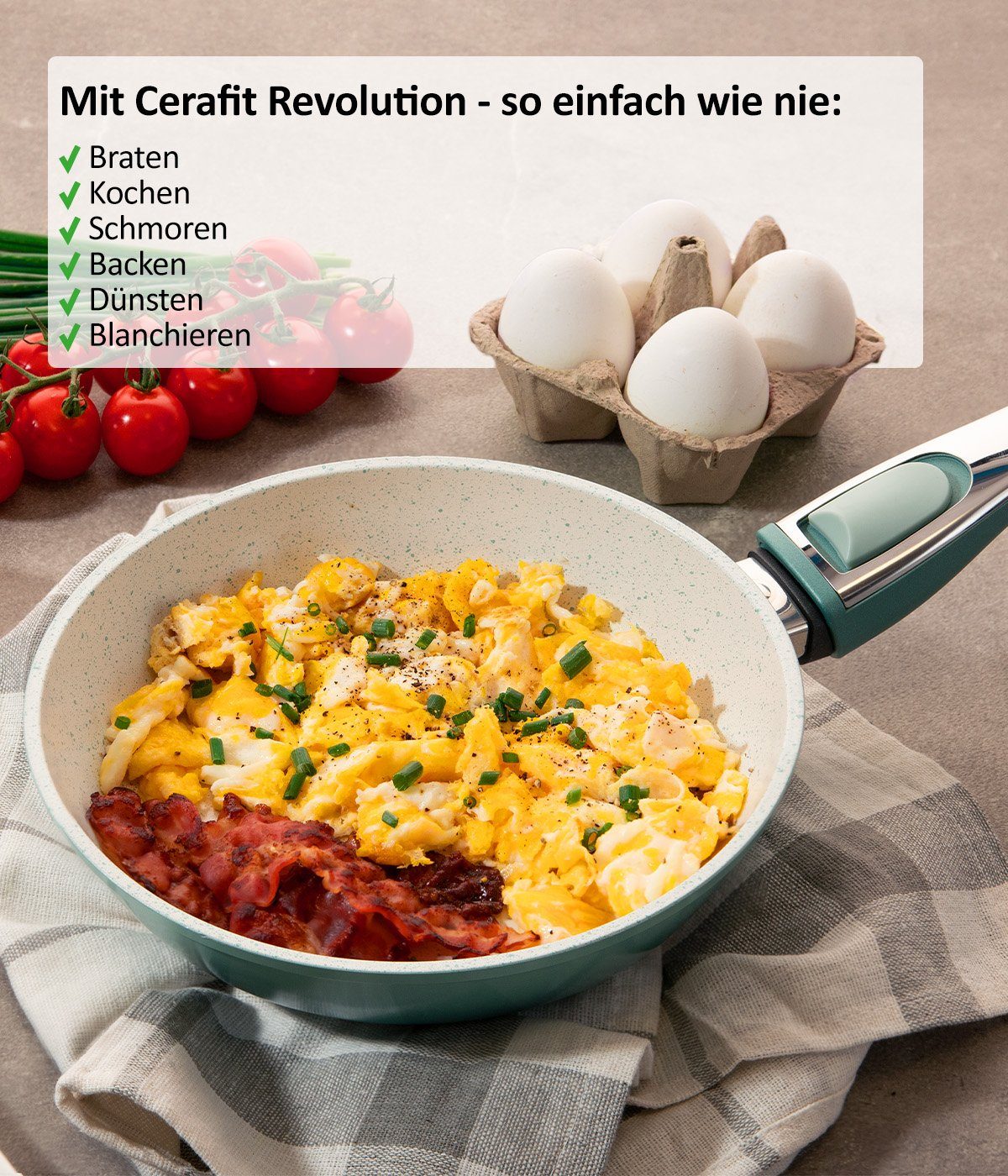 Genius Bratpfanne Cerafit Revolution Pfanne 28 CM, antihaftbeschichtet Induktion, Aluminium (Set, 28 cm Pfanne, 28 cm Deckel), antihaftbeschichtet – Bild 4 von 5