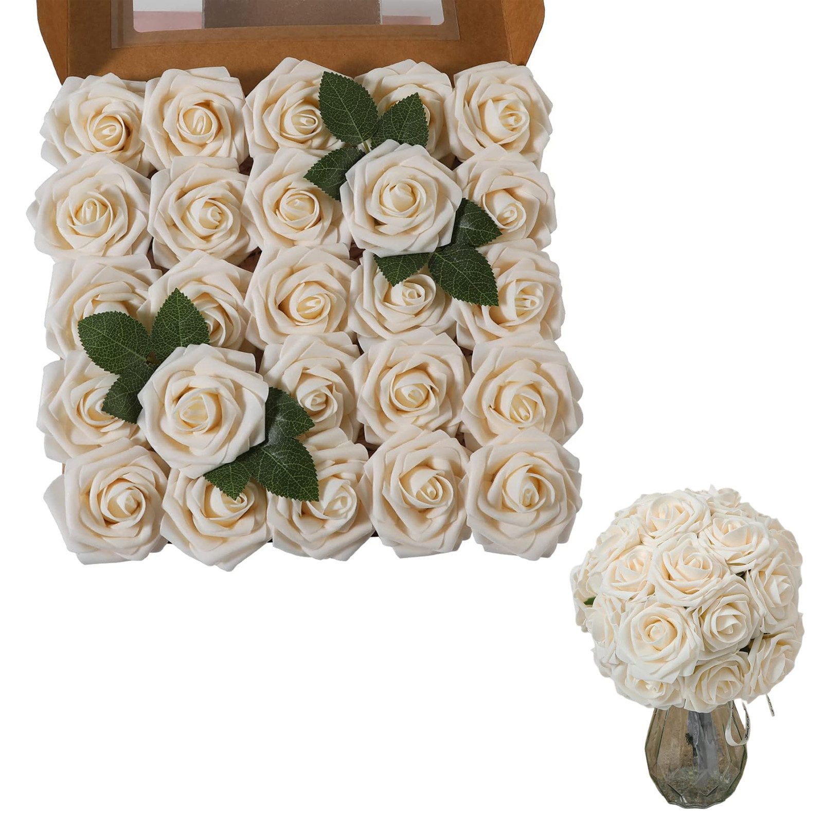 Kunstblume 25er Set Künstliche Schaumrosen Rose, günstig online kaufen