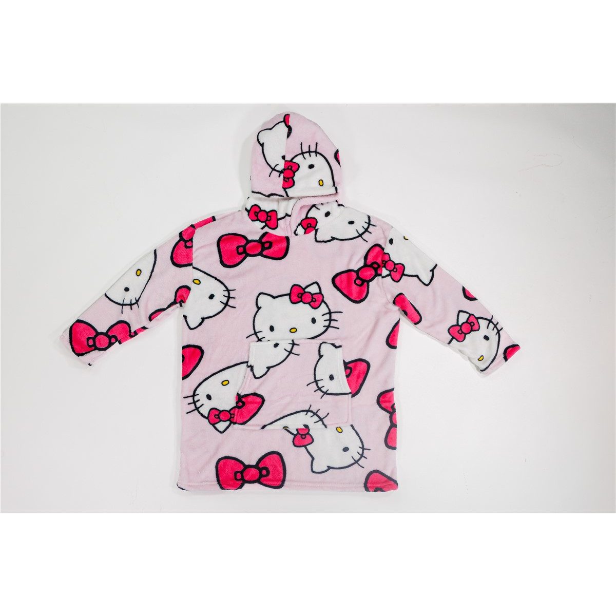 Aymax sprl Fleeceponcho Hello Kitty Sweat Poncho – Coral Fleece Kuschelponcho Erwachsene