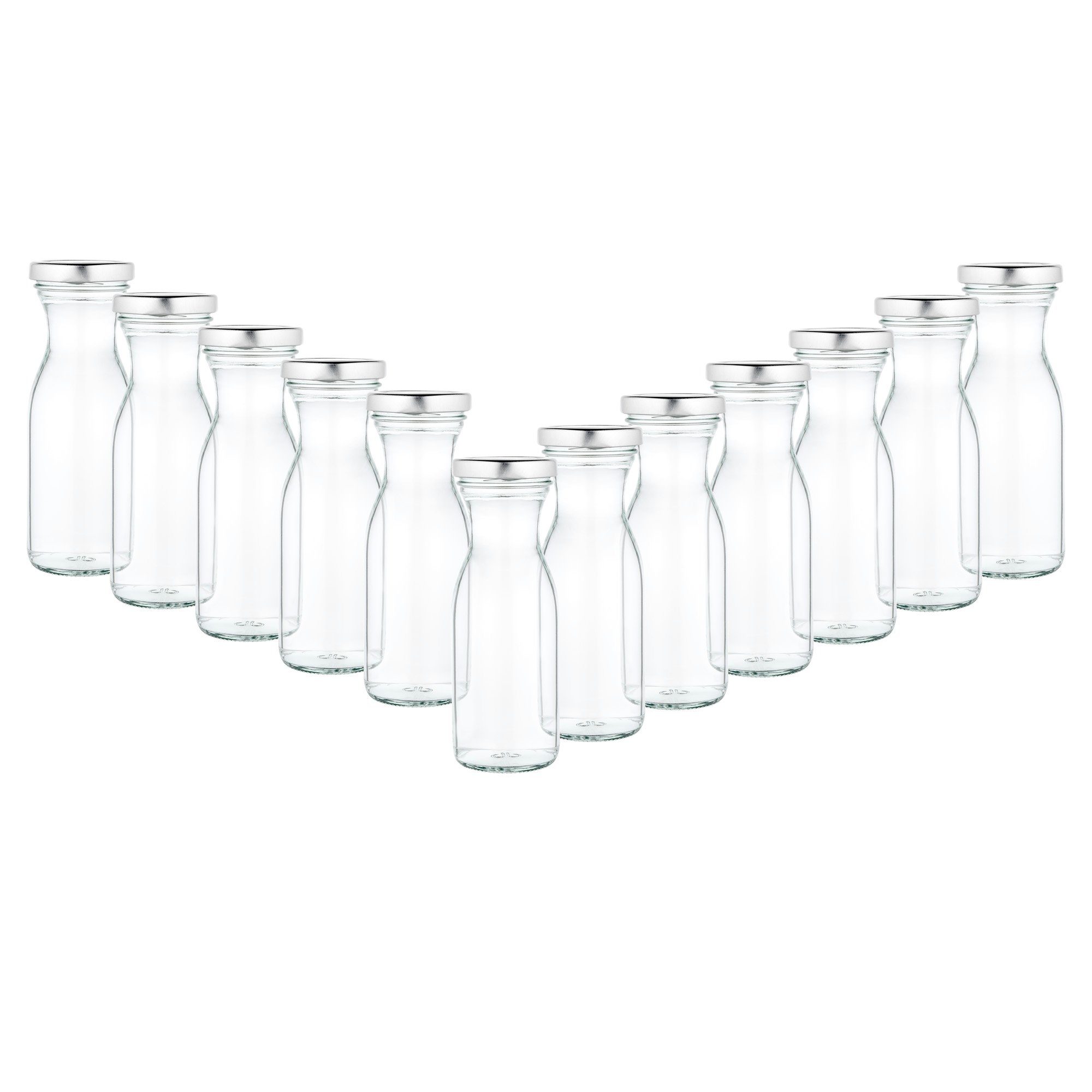 Weithalsflasche 53 + Glas To Vorratsglas MamboCat Karaffe ml silber, 12er 250 Set Deckel