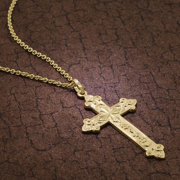 trendor Kette mit Anhänger mit orthodoxem Kreuz Gold auf Silber 925