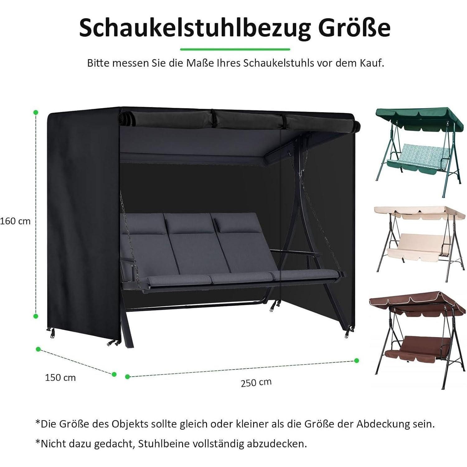 LuxusKollektion Gartenmöbel-Schutzhülle Hollywoodschaukel Abdeckung 3-4Sitzer 600D Oxford Wasserdicht (1-St) – Bild 2 von 5