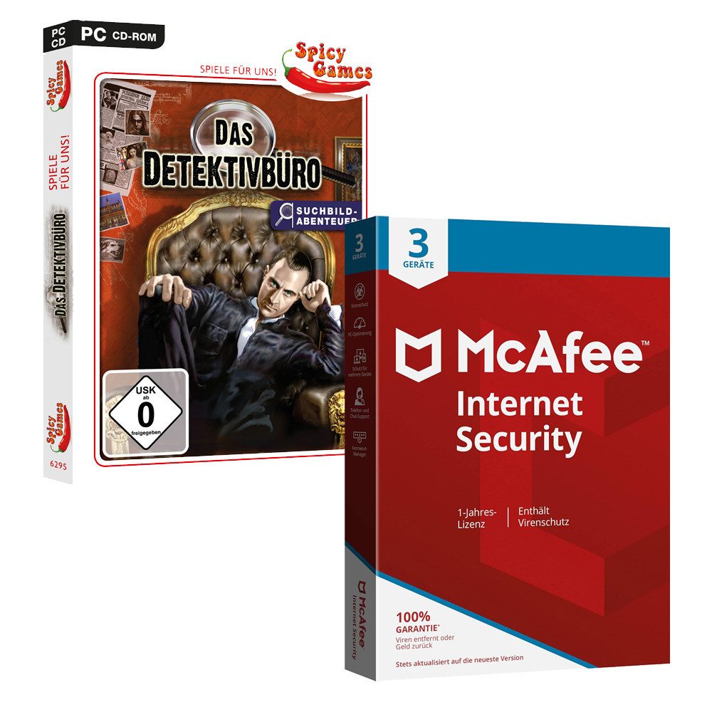 McAfee Internet Security 3 Geräte / 1 Jahr + Das Detektivbüro