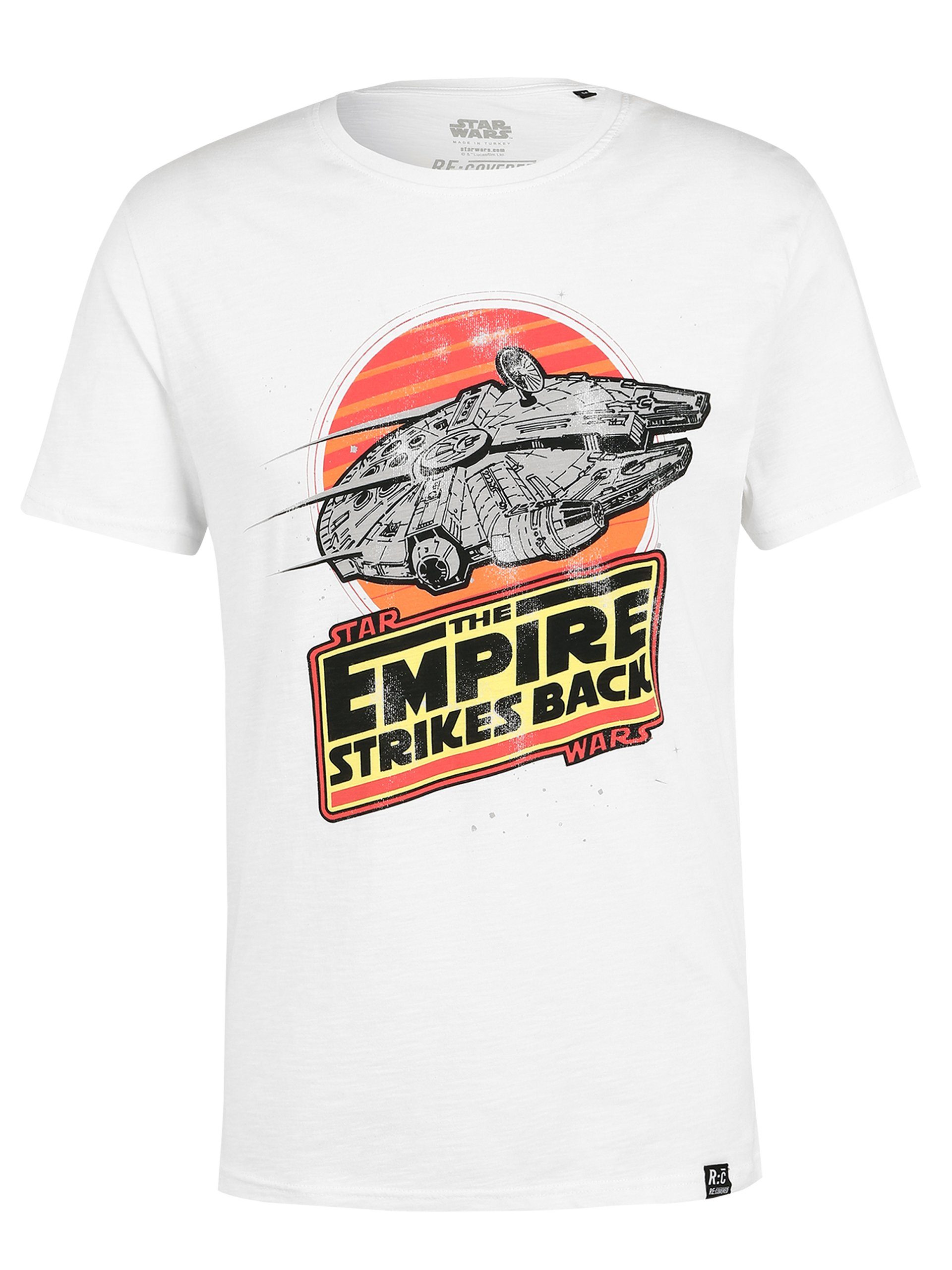 Recovered T-Shirt Star Wars Empire Falcon Strikes Weiß Back Millenium