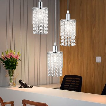 etc-shop LED-Hängeleuchte, Leuchtmittel nicht inklusive, Hängelampe Pendelleuchte Wohnzimmer Glas Acrylkristall