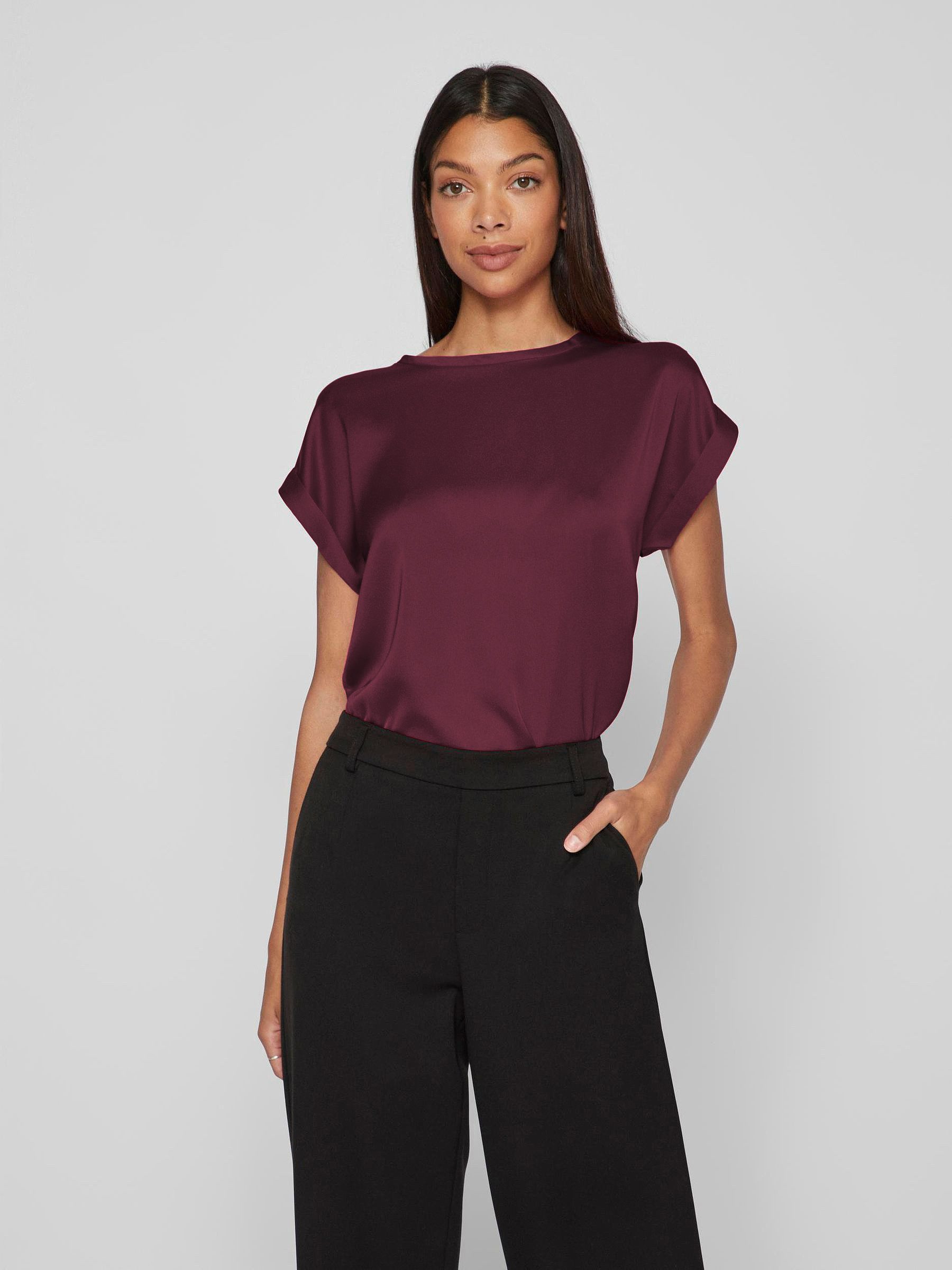 Vila T-Shirt Satin Blusen Kurzarm Basic günstig online kaufen