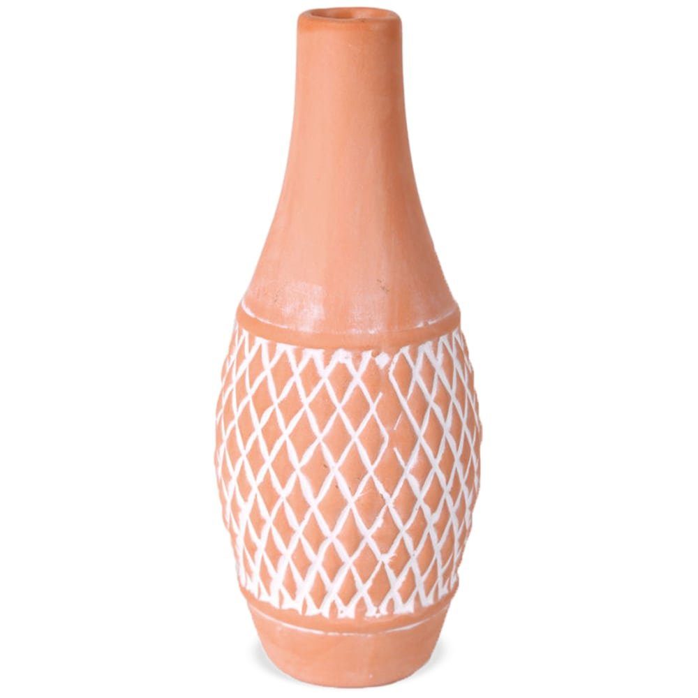 matches21 HOME & HOBBY Blumentopf Keramikvase Vase rautenförmigen Rillen Terrakotta Ø 6x15 cm (1 St)