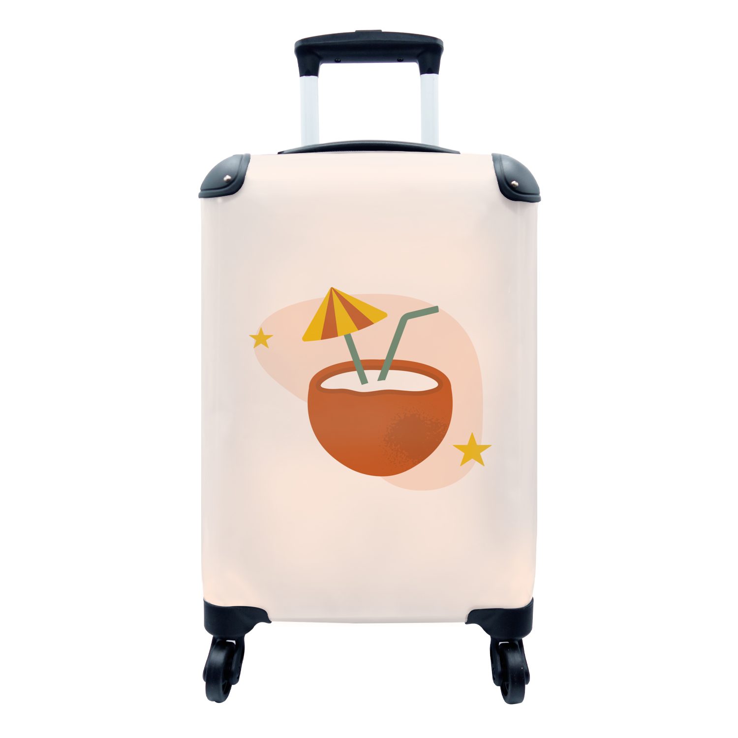 MuchoWow Handgepäckkoffer Kokosnuss - Cocktail - Sommer, 4 Rollen, Reisetasche mit rollen, Handgepäck für Ferien, Trolley, Reisekoffer