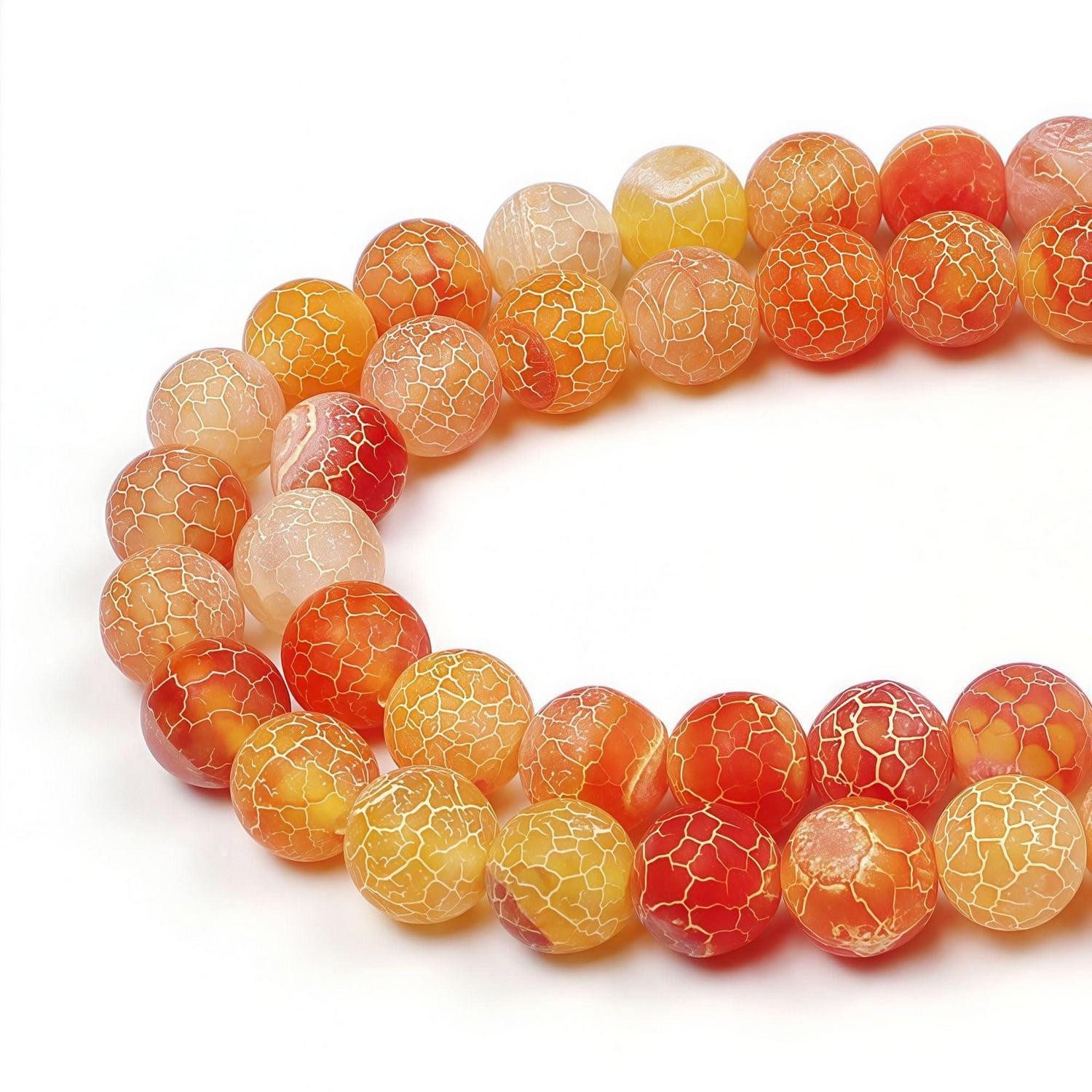 LuxusKollektion Bastelperlen Achatperlen Orange 10mm 35 Stueck, (35-tlg)