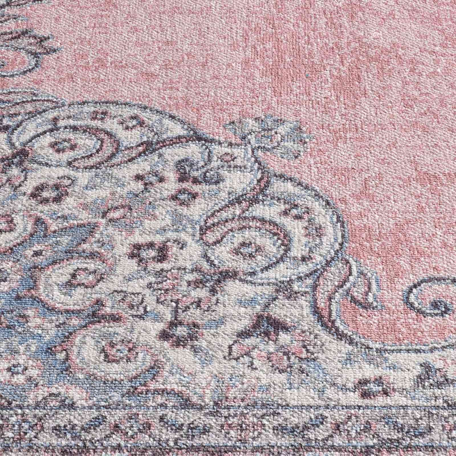 Teppich Palazzo Royal Vintage Esszimmer Seiden Wohnzimmer Schlafzimmer 6 Höhe: Medaillon, Vintage rechteckig, mm, 67x105 Optik rose TaraCarpet