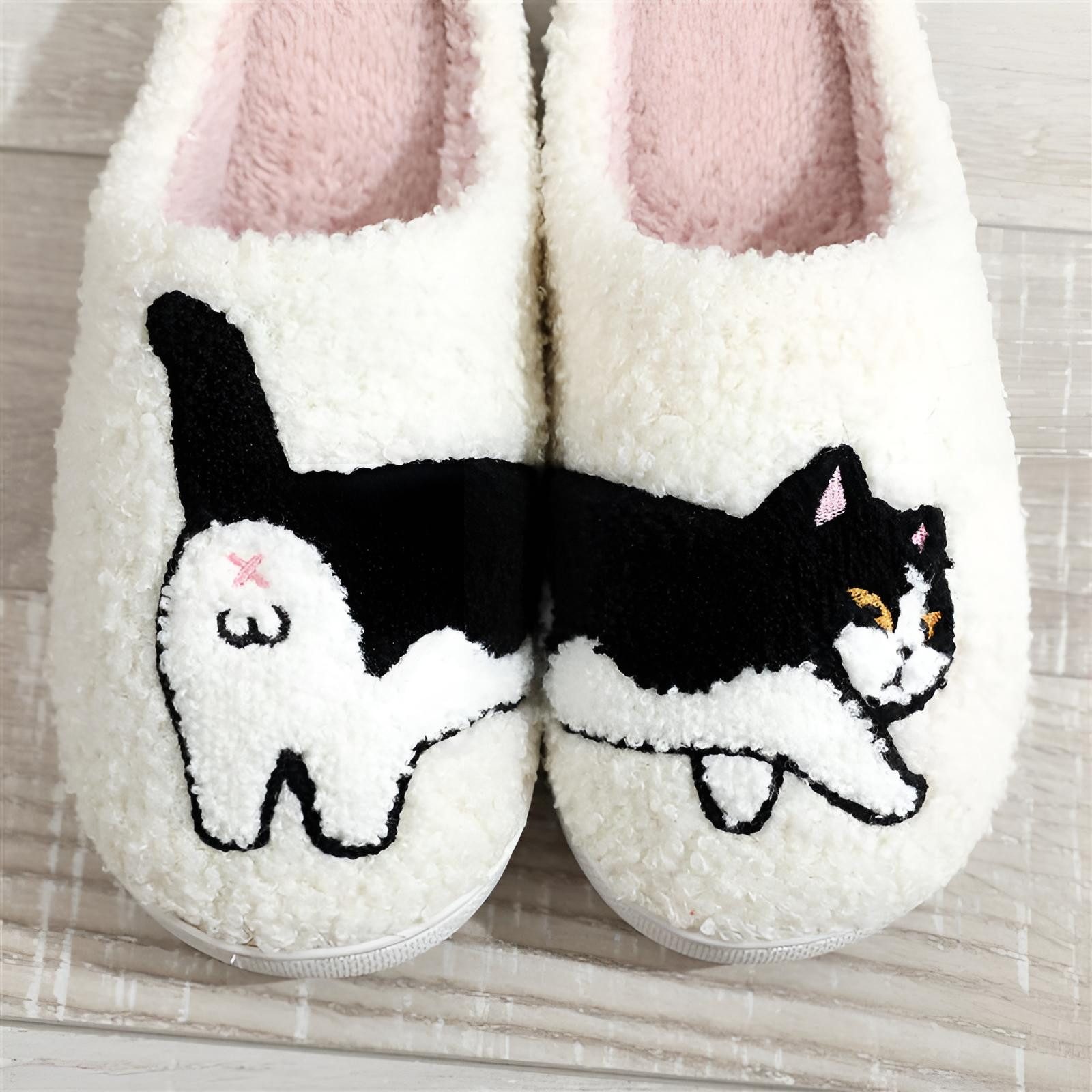 Corimori mit netten Motiven, Gr. 34-44, Antirutsch & bequem Plüsch Hausschuhe (Packung, Geschenk) Katzen Pantoffeln für Kinder und Erwachsene, EU Größe 34-35