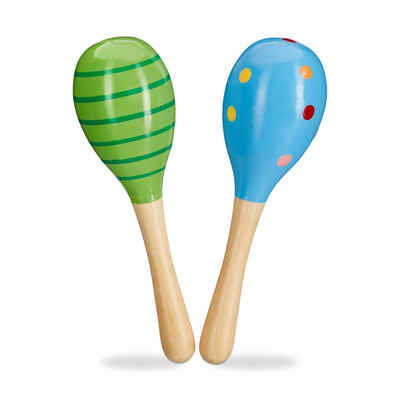 relaxdays Spielzeug-Musikinstrument »Maracas Holz 2er Set grün/blau«