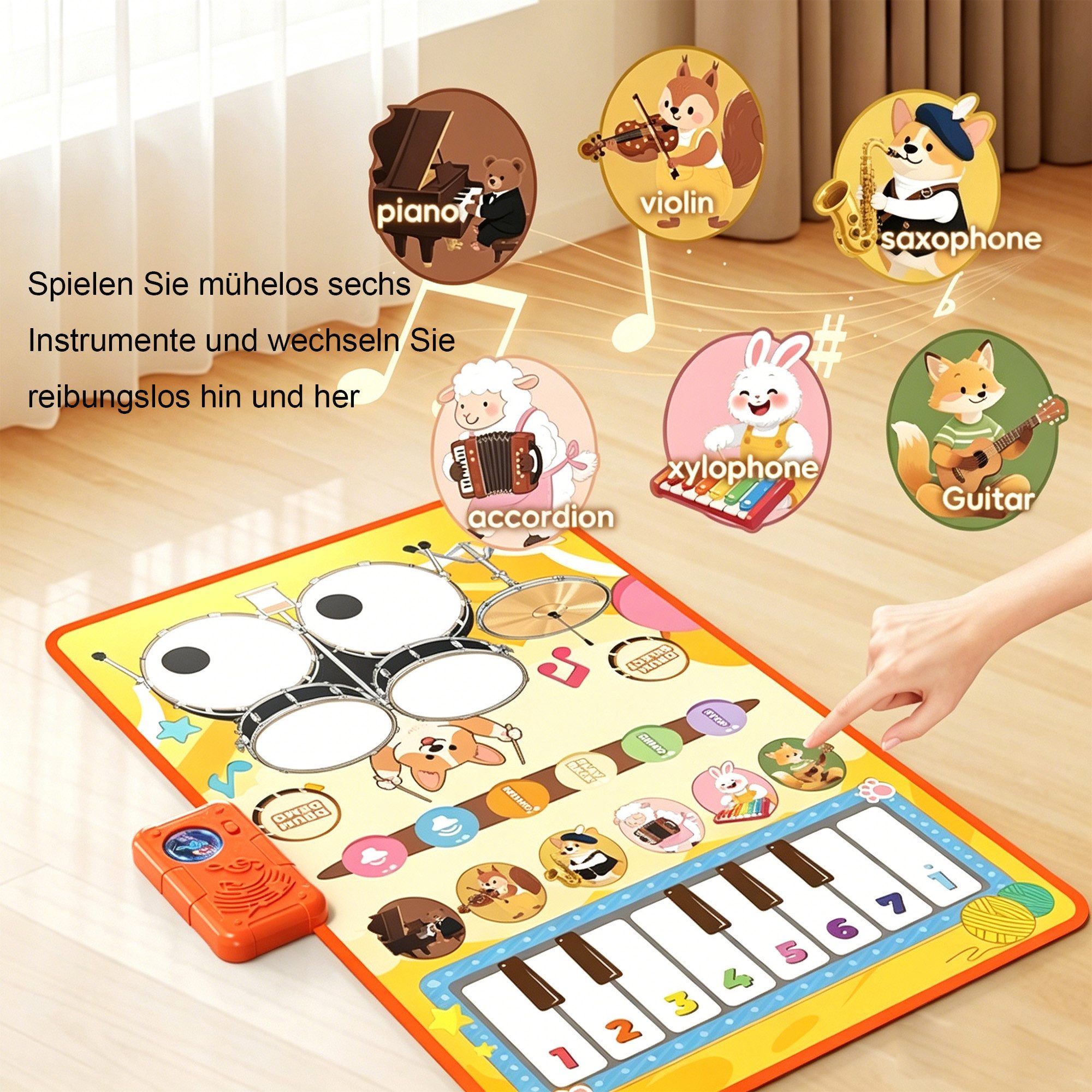 ibettertec Babymöbel-Set Kinderspielzeug Baby Spielzeug Musikmatte Klaviermatte Kinder, (Set, 1-tlg., ab 1 2 3 Jahre 19 Liedern 10 Tieren Geschenk Mädchen Junge), Baby Spielzeug Musikmatte Weihnachts Geburtstag