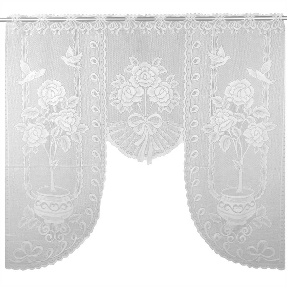 Stangendurchzug 120cm halbtransparent, Spitzenoptik, mit Stangendurchzug in Arsvita, 105cm (1 Bistrogardine Vorhang, (BxL) St), x
