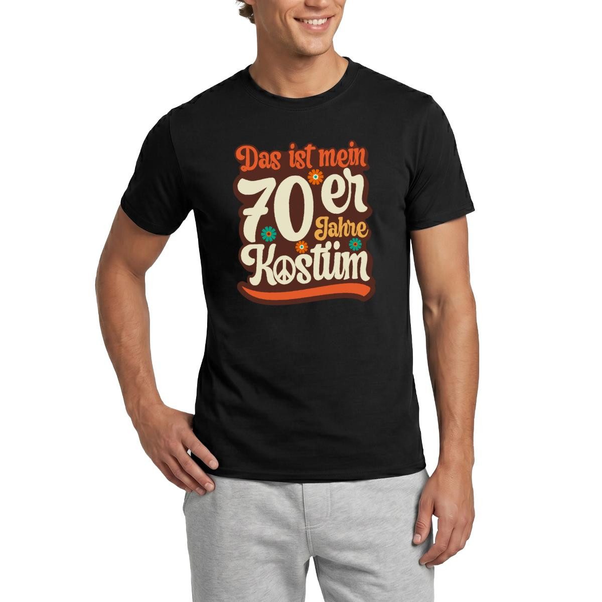 Spreadshirt T-Shirt 70er Jahre Kostüm Fasching Flower Power Peace Männer T-Shirt (1-tlg)