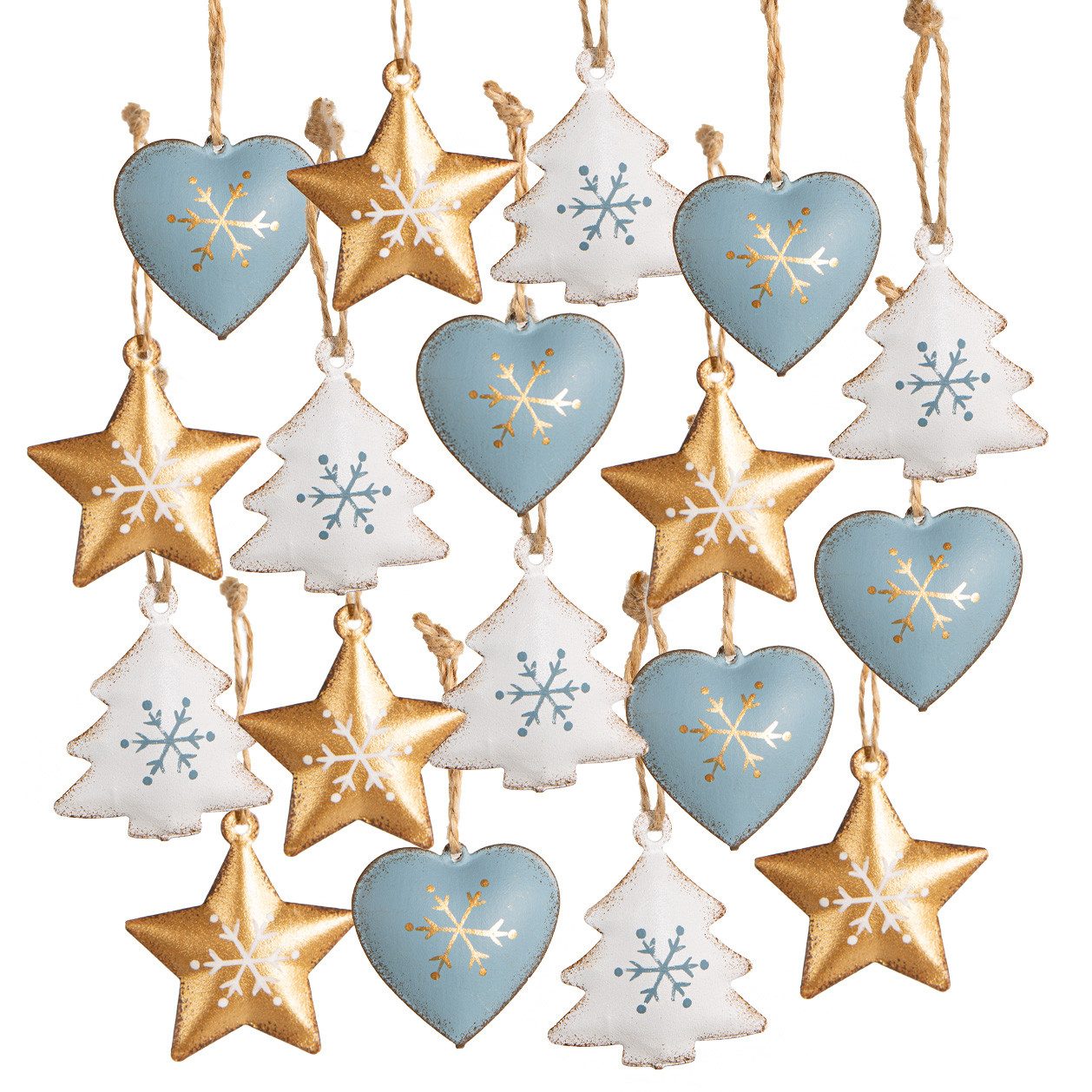 Baumbehang 18 kleine Metall Weihnachtsanhänger 4 cm