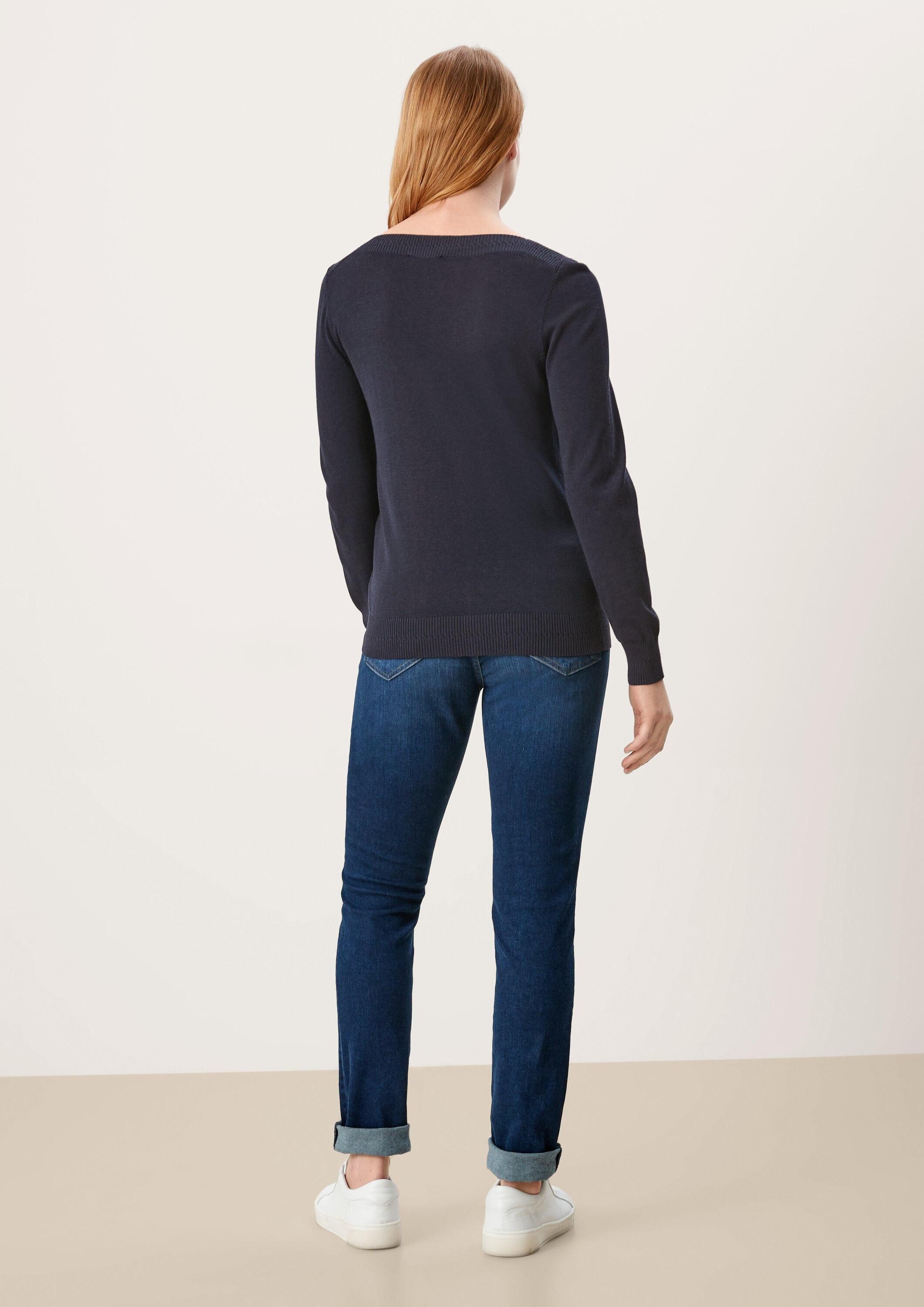 s.Oliver Longpullover Strickpullover Pullover mit U-Boot-Ausschnitt