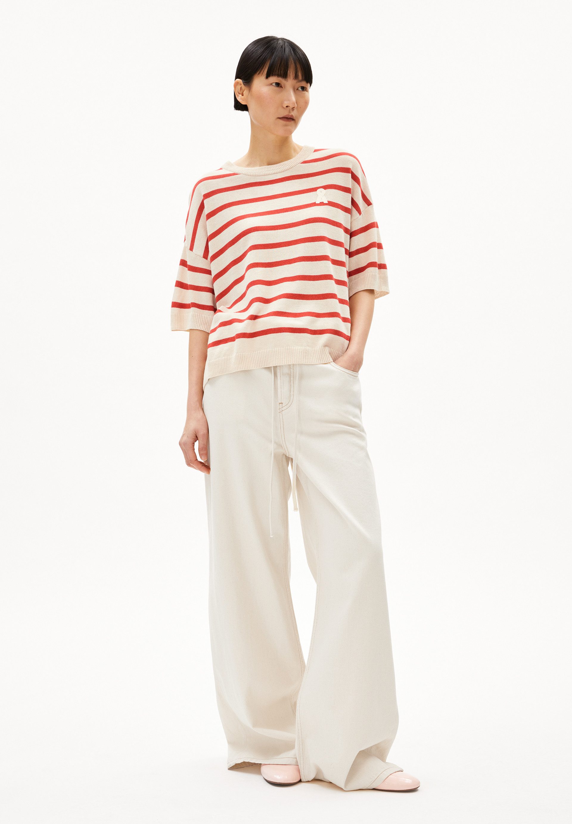 Armedangels Strickpullover LIZAA LINO STRIPES Strickshirt aus Leinen-Mix Relaxed Fit