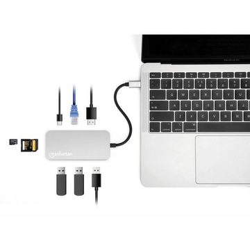 MANHATTAN Laptop-Dockingstation USB-C 8-in-1-Dockingstation mit Power Delivery, USB-C® Power Delivery