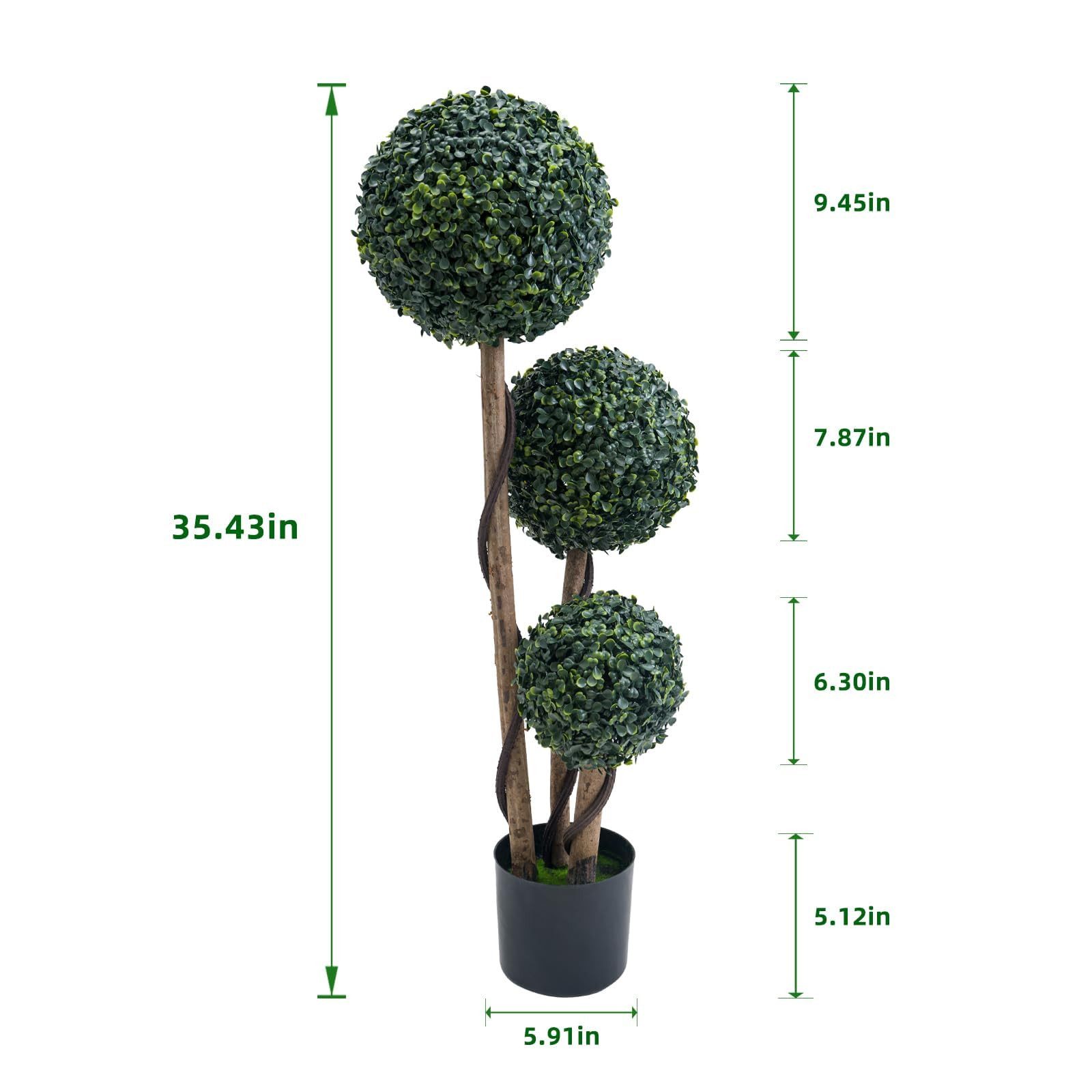 Kunstbaum 1 Stück Topiary Bäume Künstliche Outdoor 35" Mailand Gras Bäume, GarveeMore – Bild 2 von 5