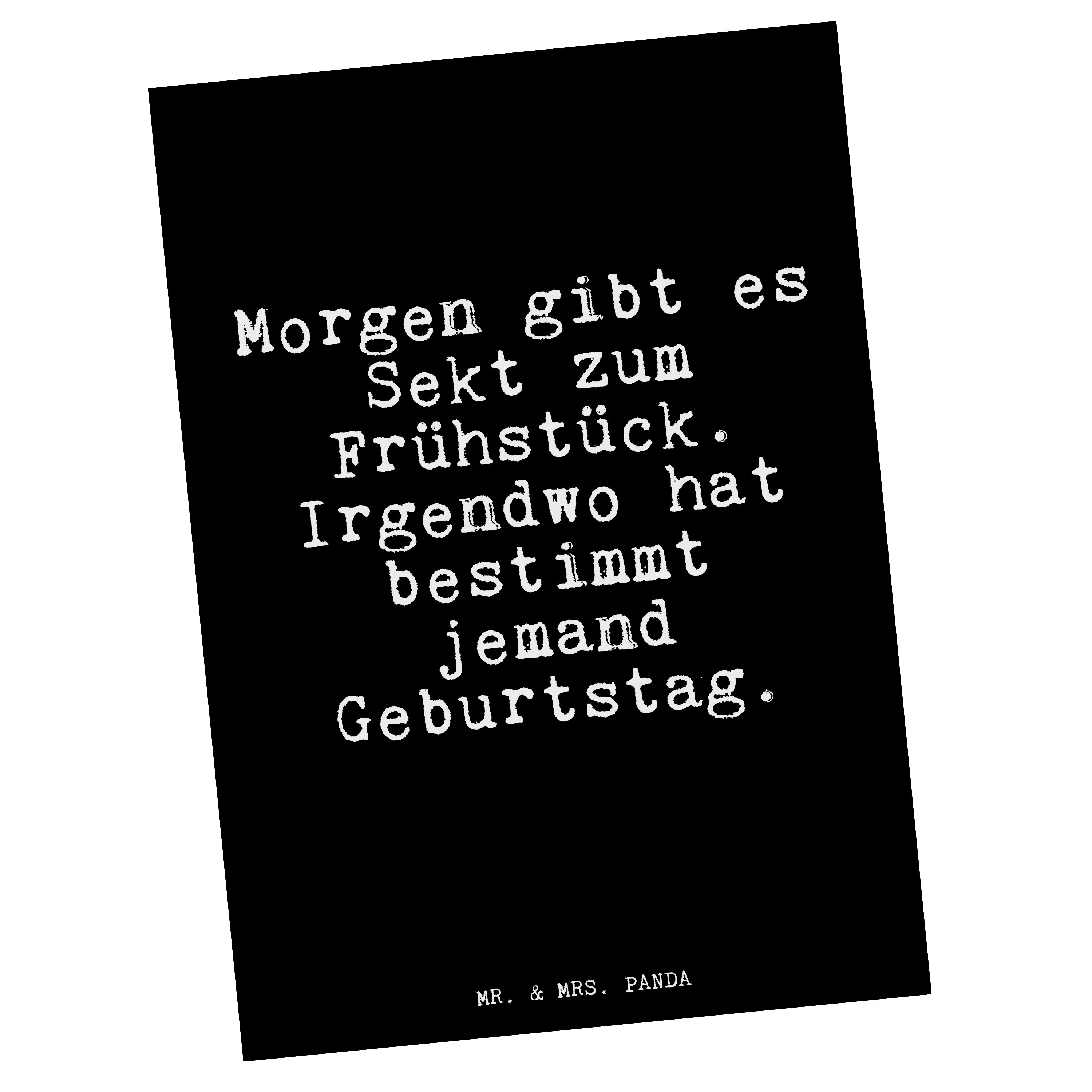 Mr. & Mrs. Panda Postkarte gibt es Sekt... Schwarz Spruch