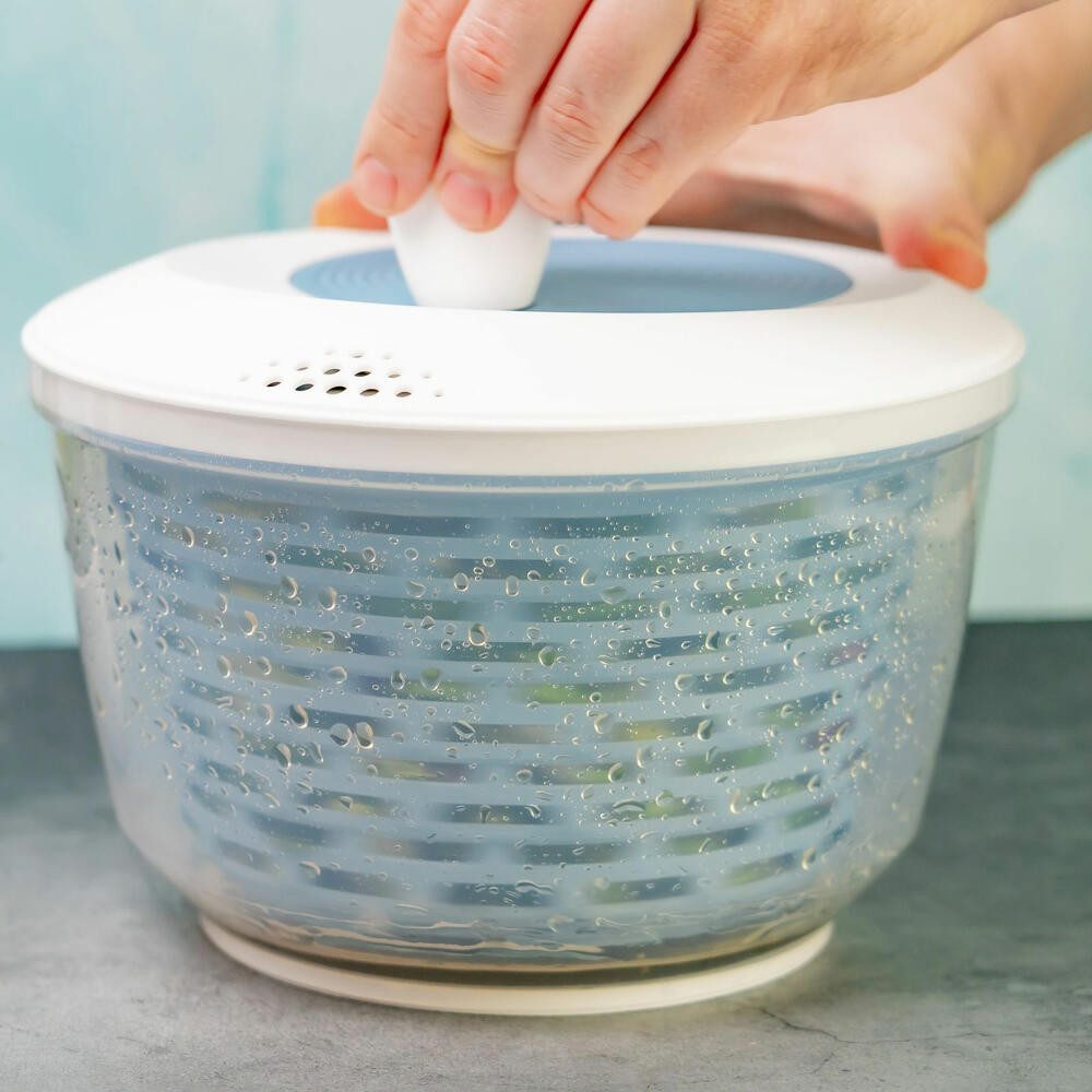WESTMARK Salatschleuder im Set mit Salatbesteck und Dressingshaker, blau, (Set), 3 teiliges Set, spülmaschinengeeignet