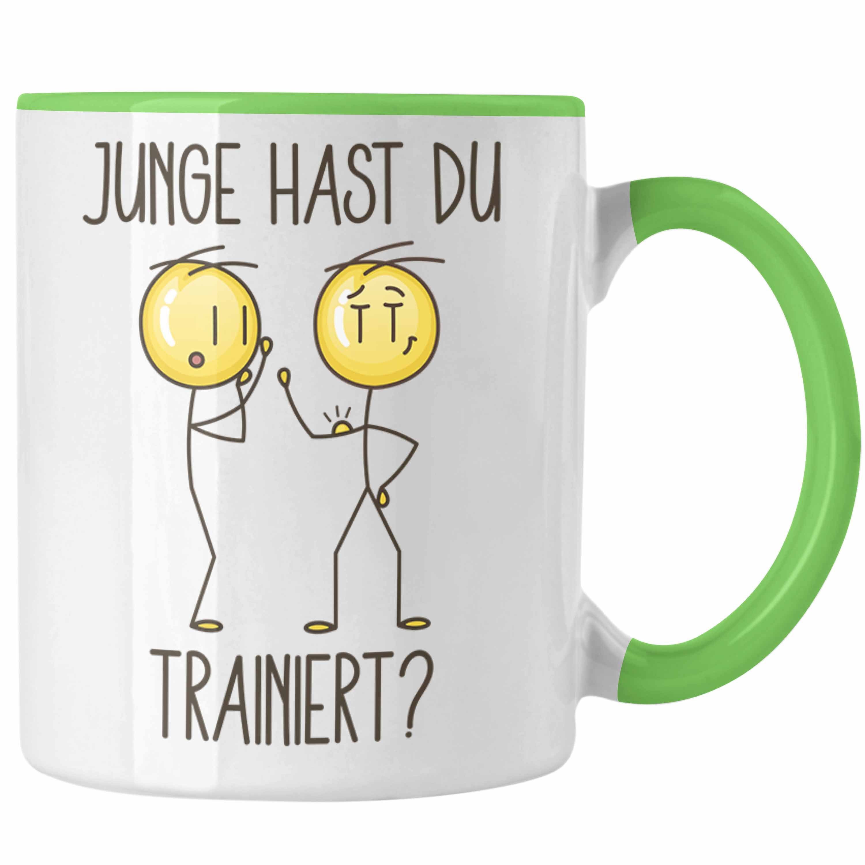 Trendation Tasse Junge Hast Du Trainiert Tasse Lustige Pumper Gym Geschenkidee Kaffeeta Grün