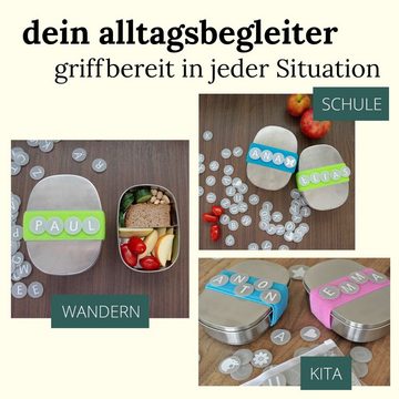 BewusstGrün Lunchbox DottyBox Edelstahl Brotdose mit Fächern für Kinder, DottyBox, (Original DottyBox-System mit Klettband), Personalisierbare Brotdose für Kindergarten und Schule