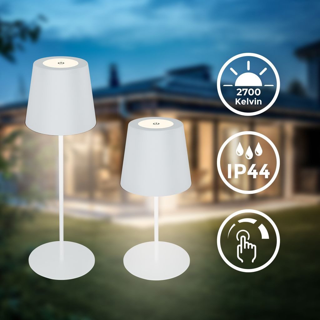 B.K.Licht Tischleuchte Akku LED Tischlampe weiß günstig online kaufen