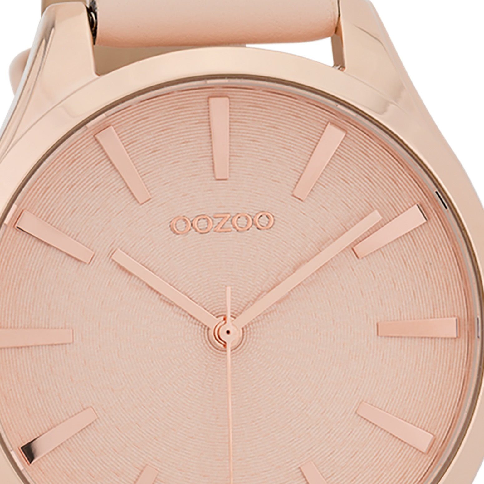 OOZOO groß Quarzuhr Fashion 42mm), Damenuhr Damen Timepieces, Armbanduhr (ca. Lederarmband rund, rosa, Oozoo